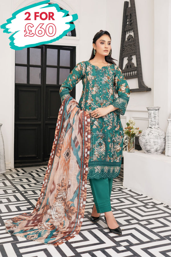 Munira Embroidered Lawn 3 Piece Suit MUN736