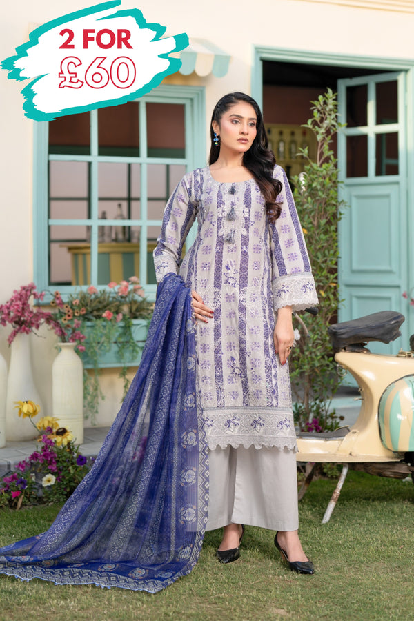 Munira Embroidered Lawn 3 Piece Suit MUN739