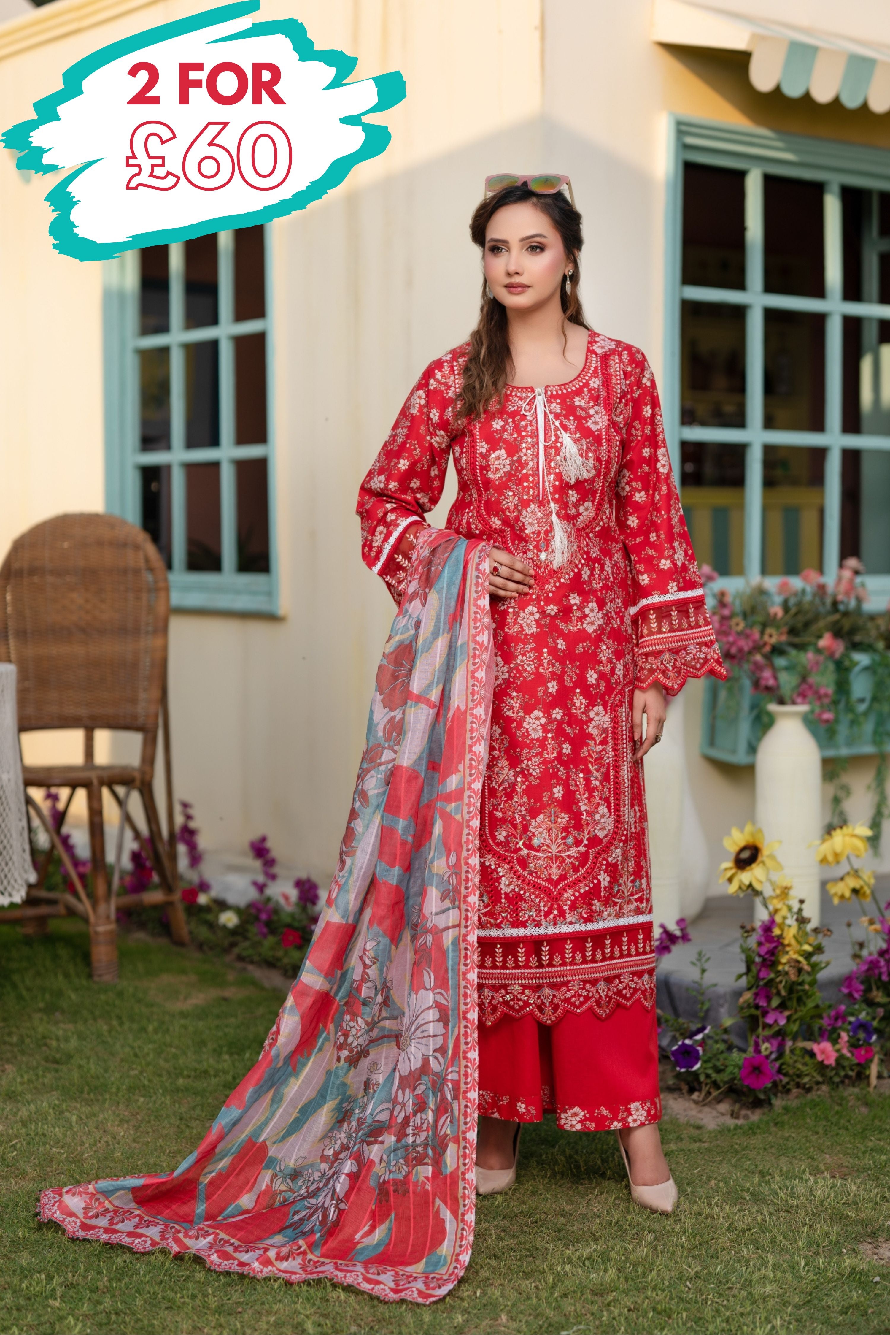 Munira Embroidered Lawn 3 Piece Suit MUN740