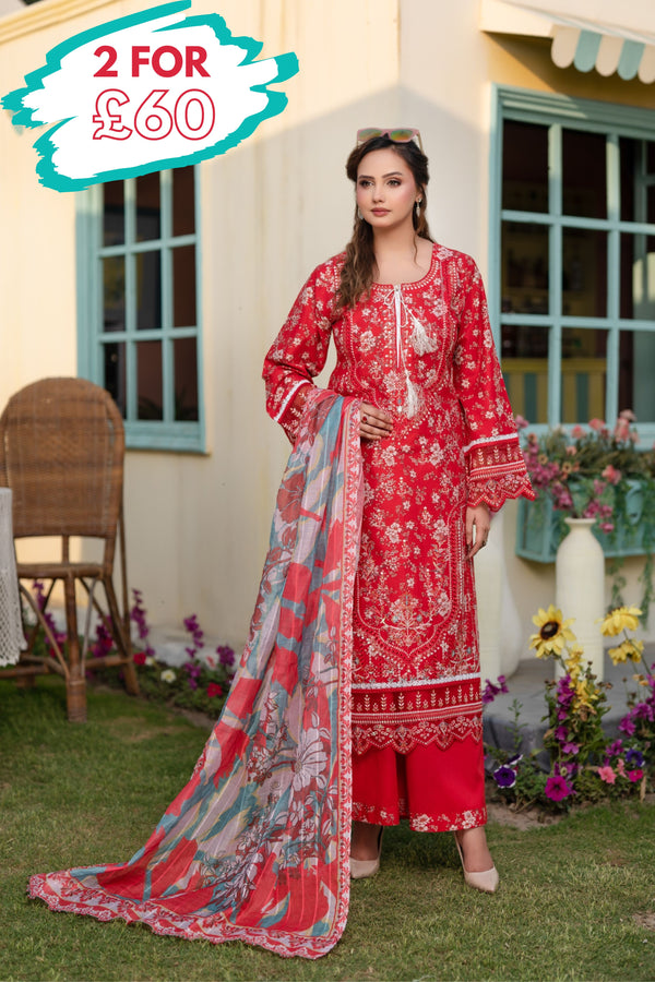 Munira Embroidered Lawn 3 Piece Suit MUN740