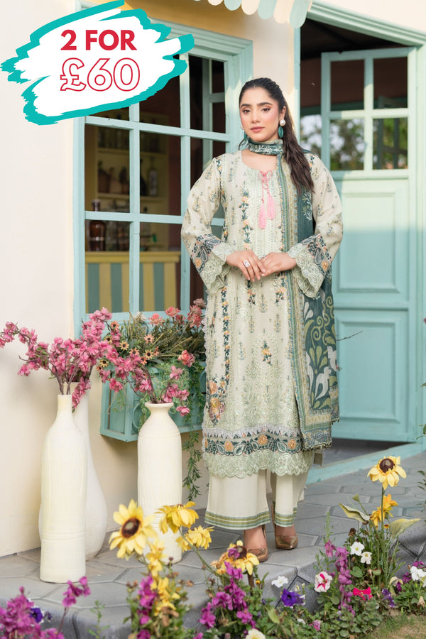 Munira Embroidered Lawn 3 Piece Suit MUN743