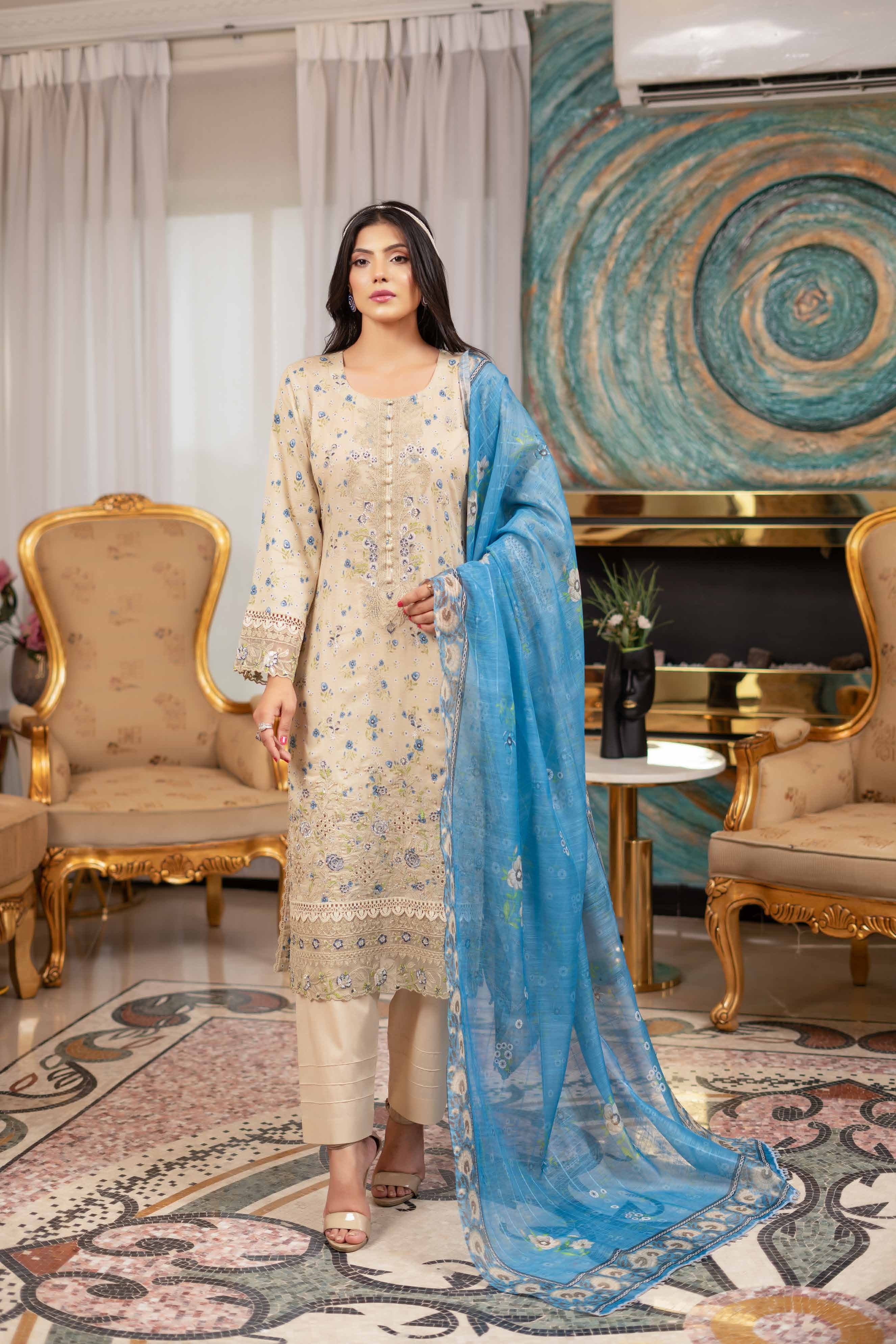 Munira Embroidered Lawn 3 Piece Suit MUN673