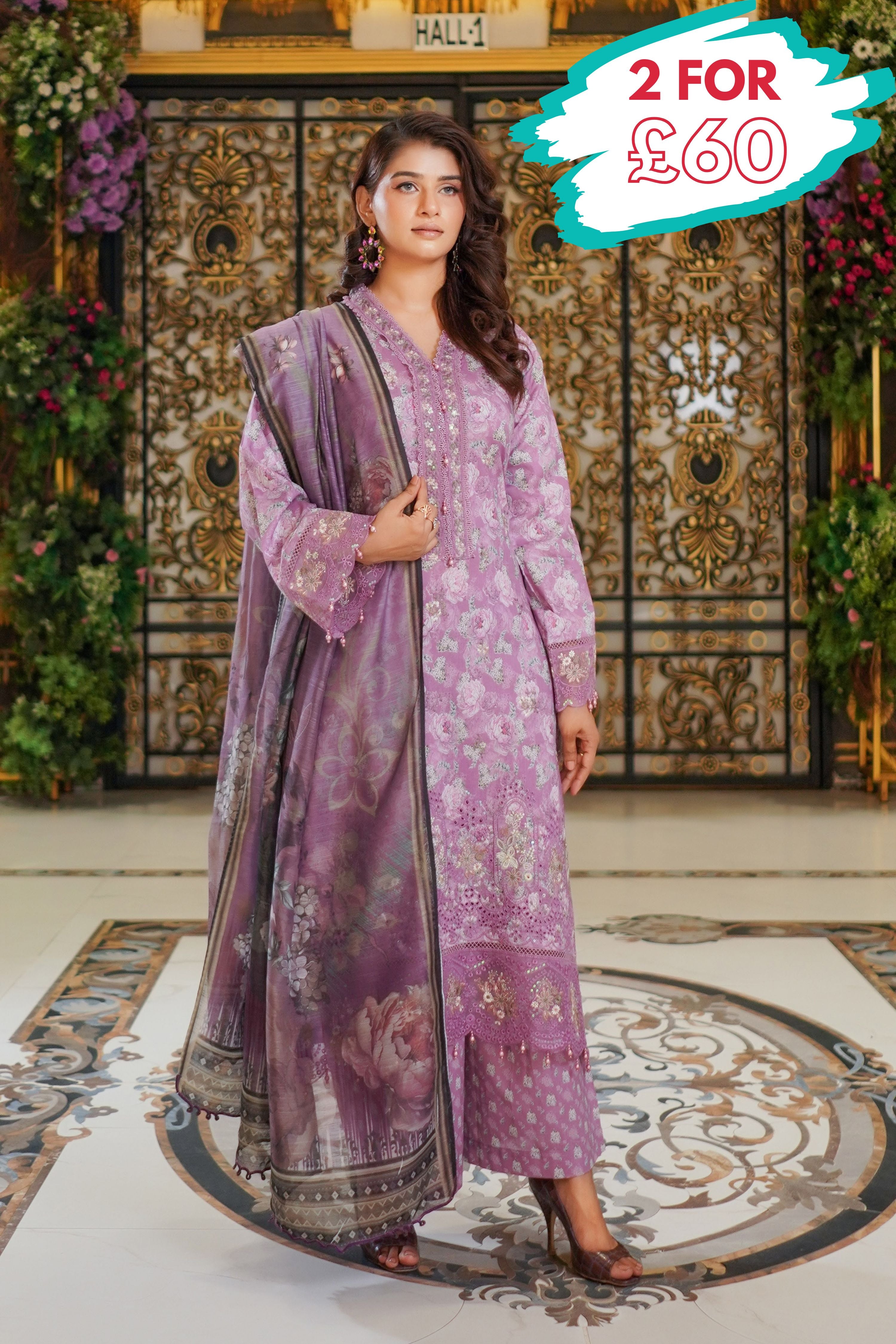 Munira Embroidered Lawn 3 Piece Suit MUN655