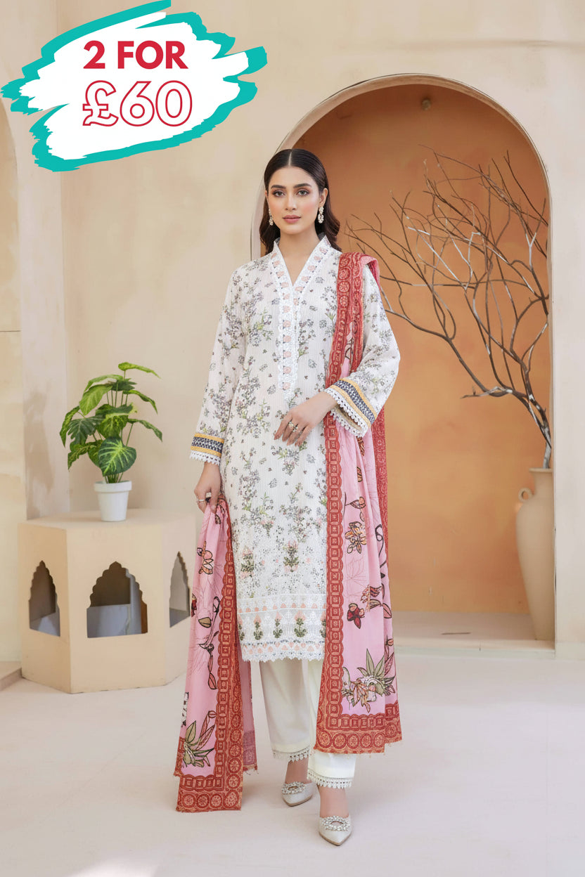Munira Embroidered Dhanak 3 Piece Suit MUN727