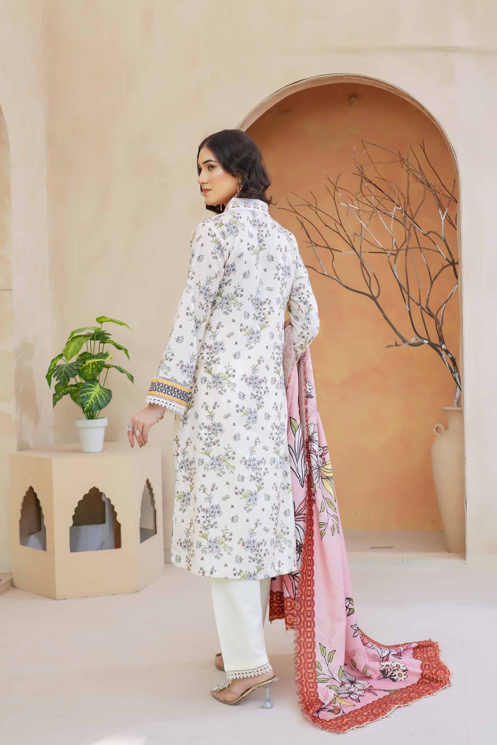 Munira Embroidered Dhanak 3 Piece Suit MUN727