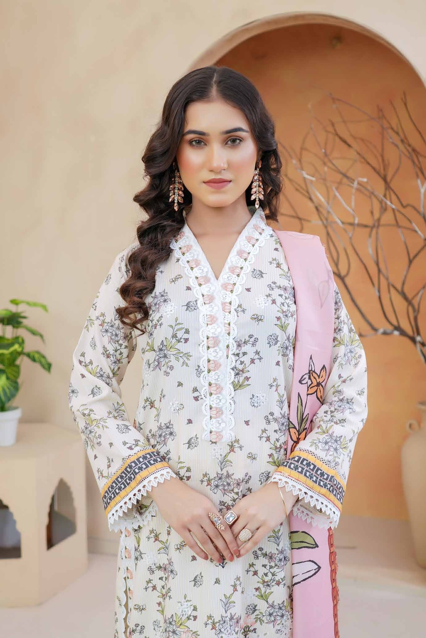 Munira Embroidered Dhanak 3 Piece Suit MUN727