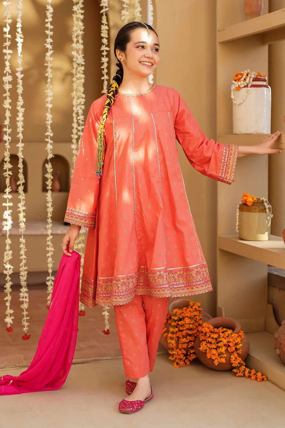 Ziva Embroidered Lawn Girls 3 Piece Dress ZIV07