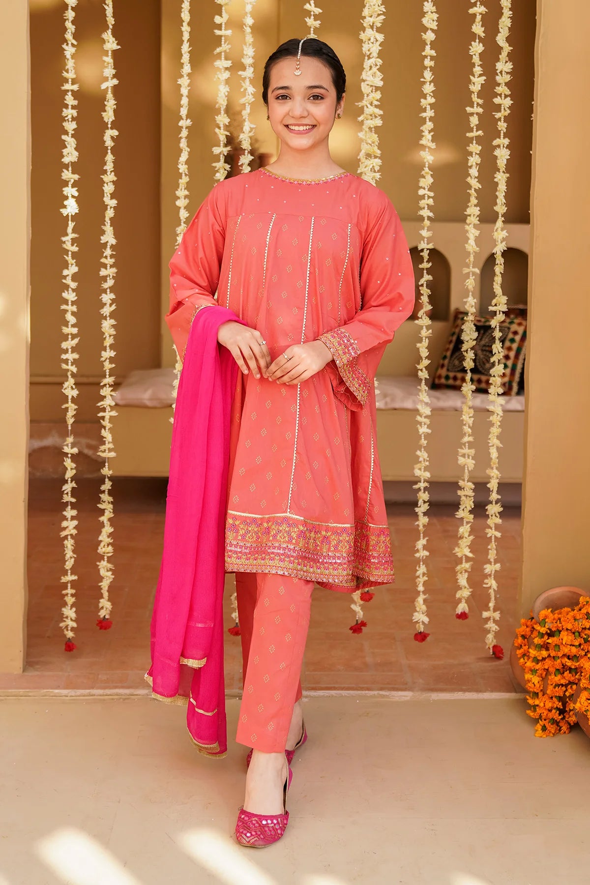 Ziva Embroidered Lawn Girls 3 Piece Dress ZIV07