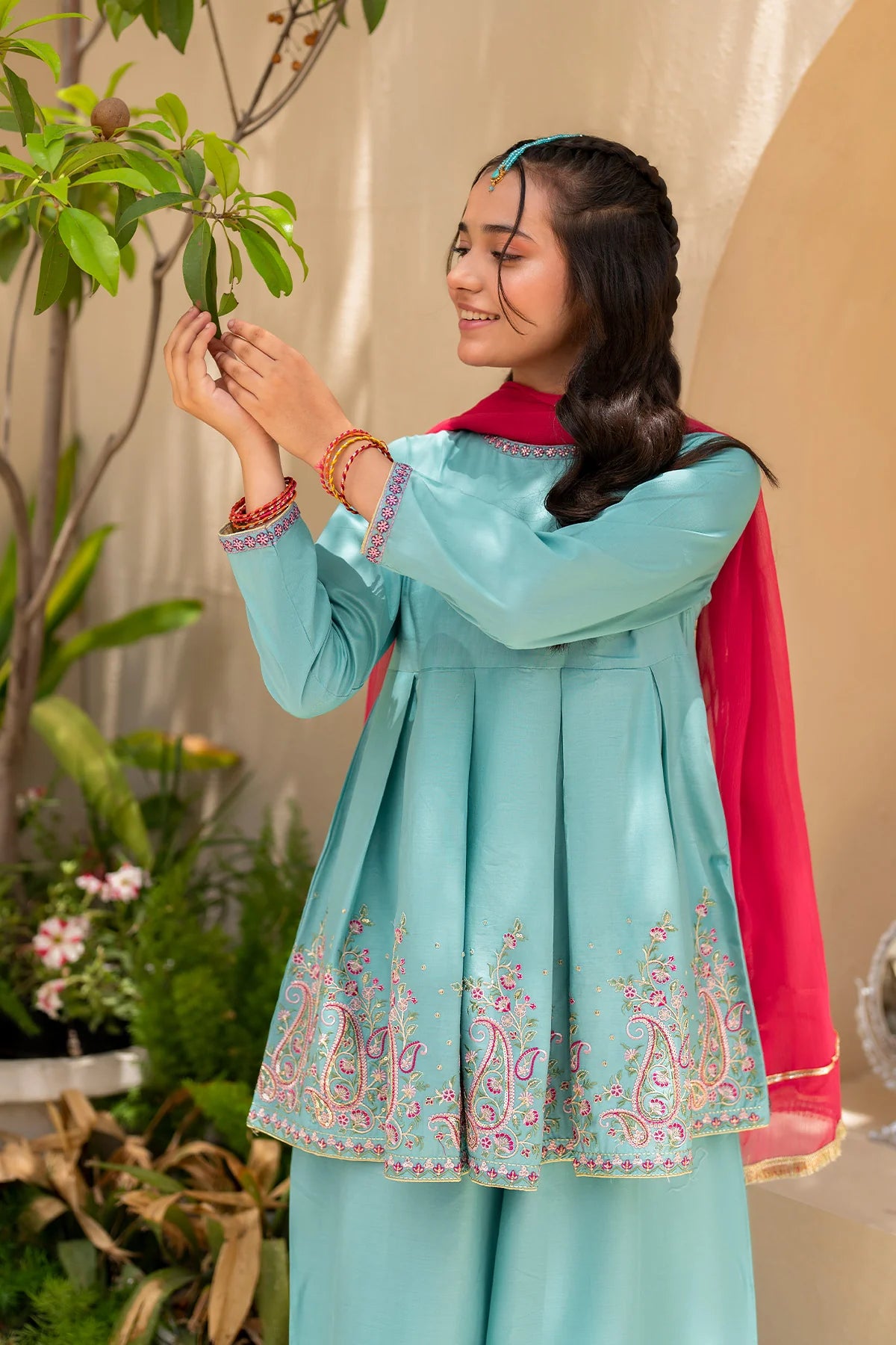 Ziva Embroidered Lawn Girls 3 Piece Peplum Dress ZIV01