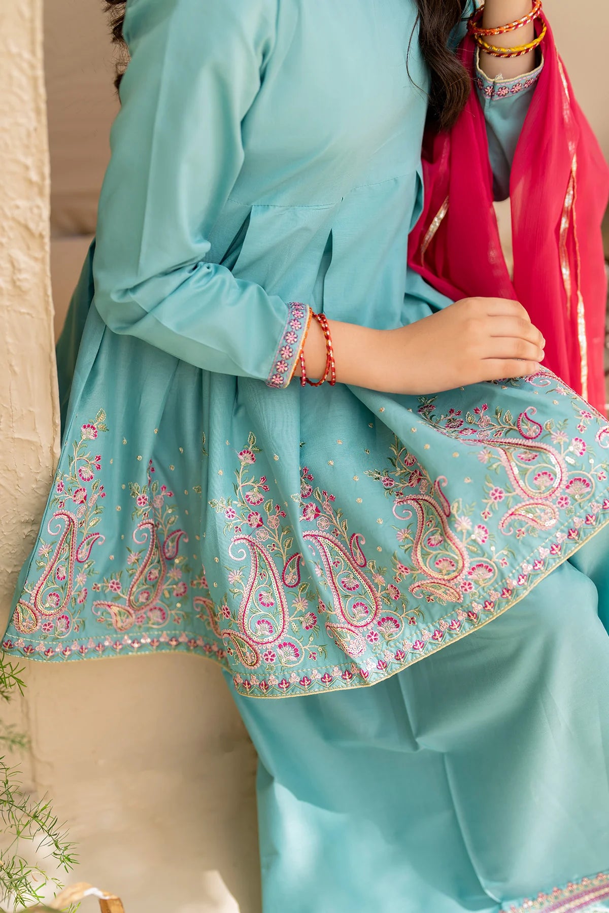 Ziva Embroidered Lawn Girls 3 Piece Peplum Dress ZIV01