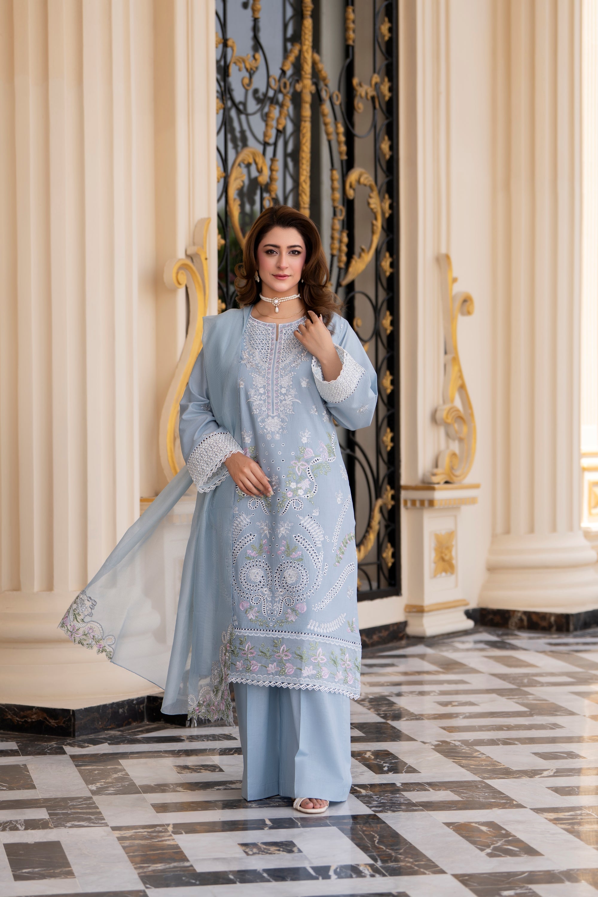 Raniya H Embroidered Cotton 3 Piece Suit RAH17