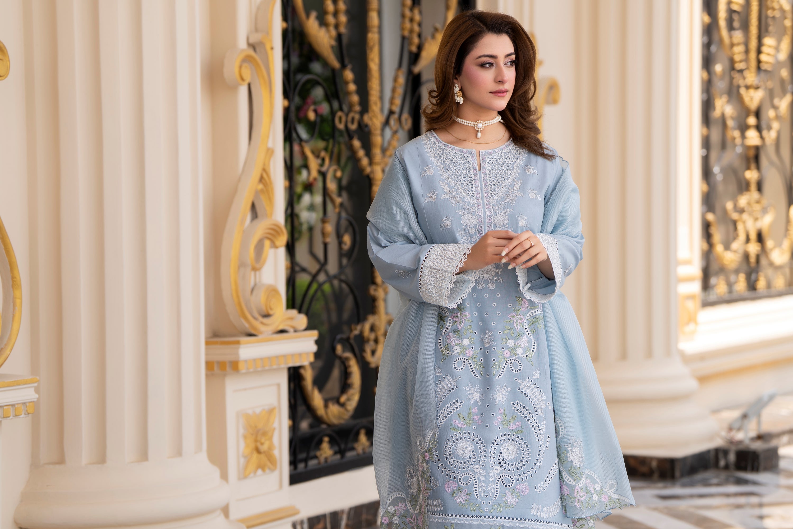 Raniya H Embroidered Cotton 3 Piece Suit RAH17
