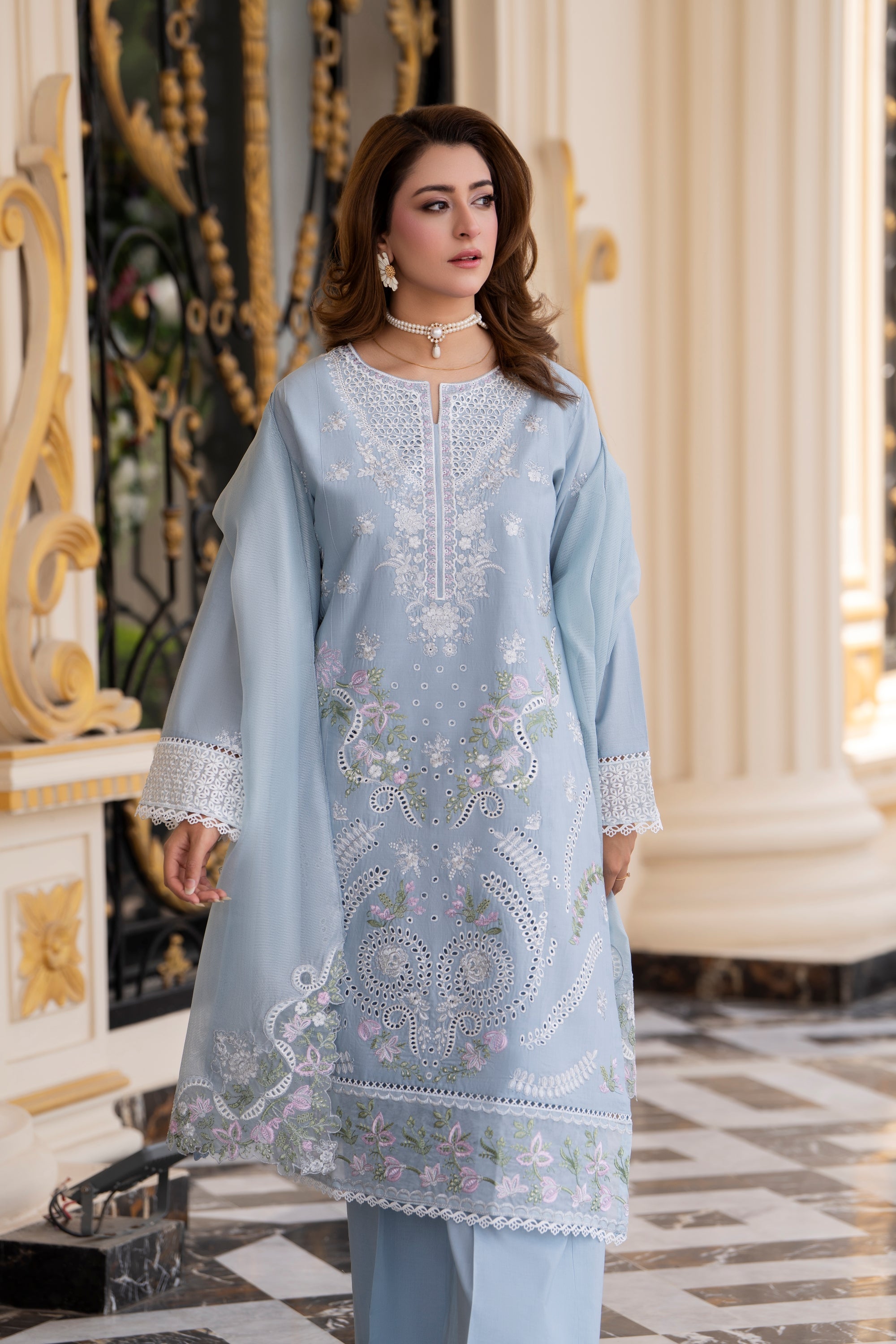Raniya H Embroidered Cotton 3 Piece Suit RAH17