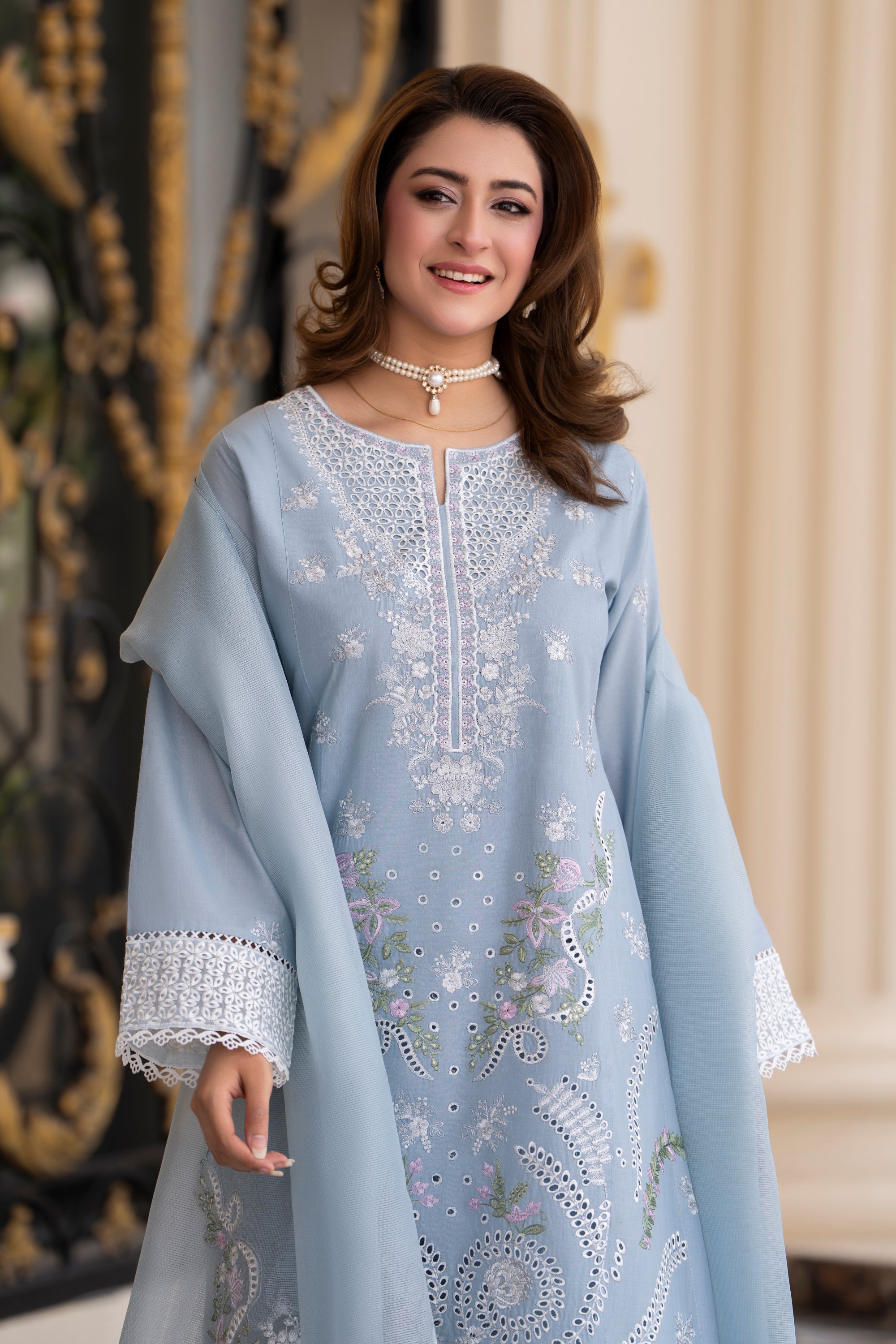 Raniya H Embroidered Cotton 3 Piece Suit RAH17