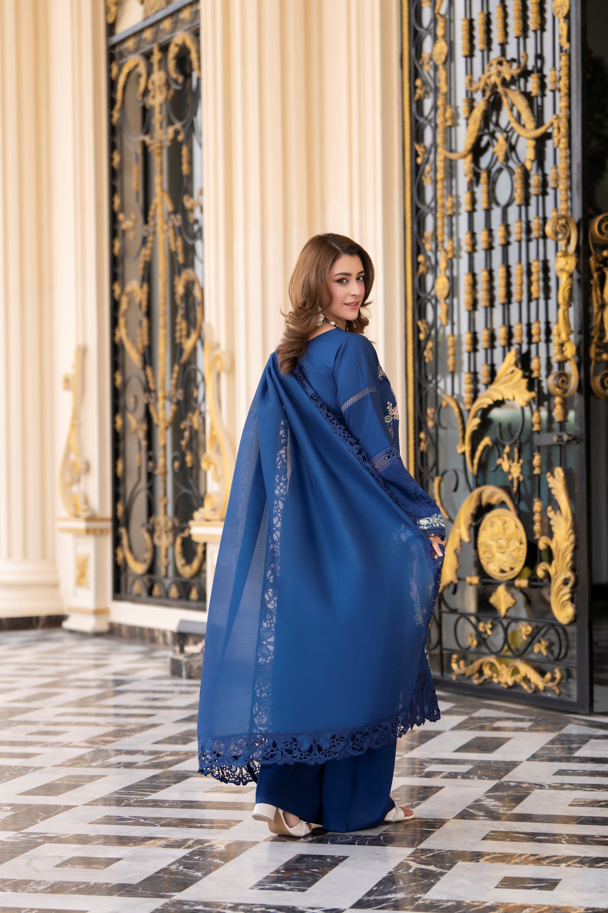 Raniya H Embroidered Cotton 3 Piece Suit RAH18