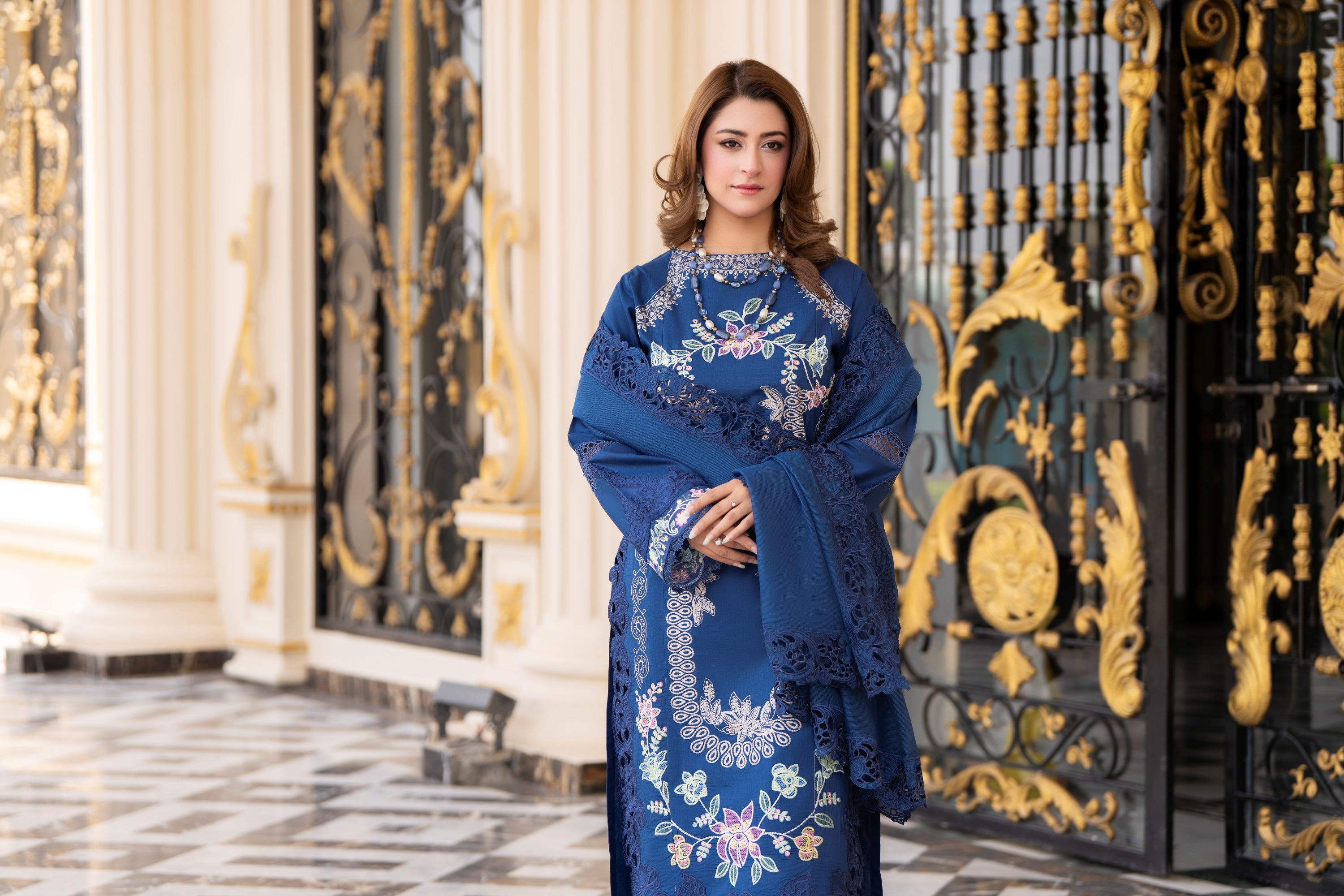 Raniya H Embroidered Cotton 3 Piece Suit RAH18