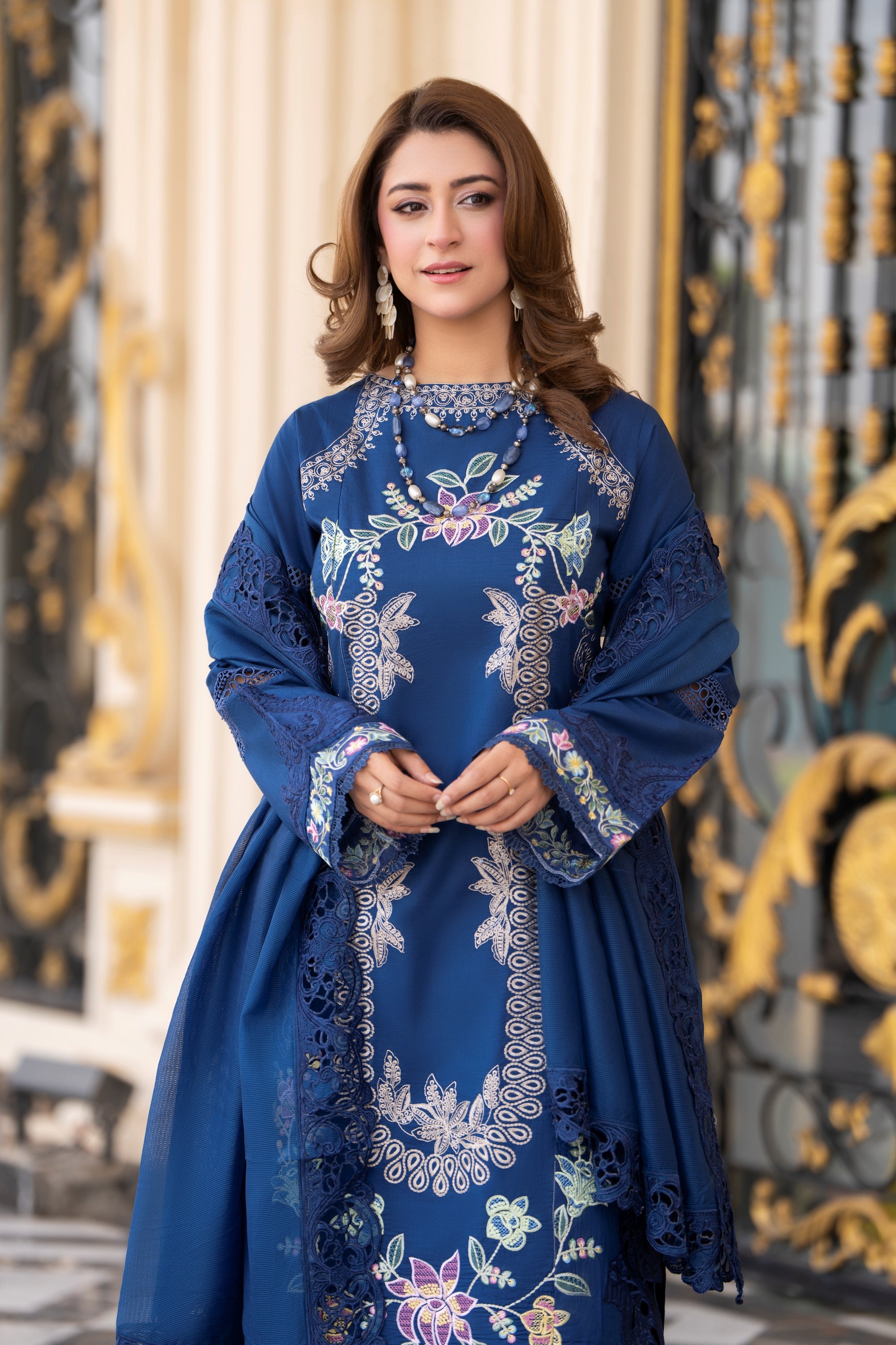 Raniya H Embroidered Cotton 3 Piece Suit RAH18