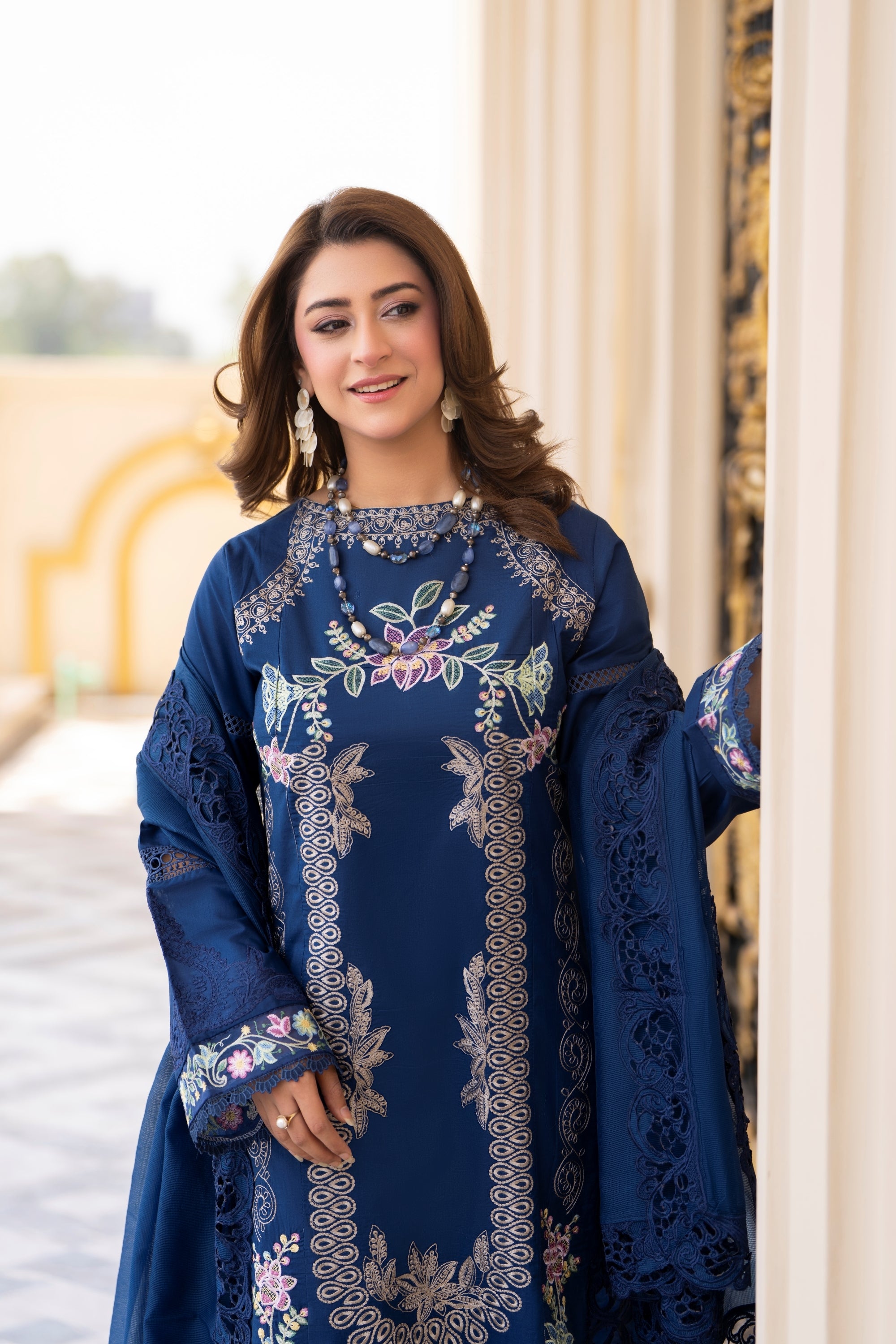 Raniya H Embroidered Cotton 3 Piece Suit RAH18