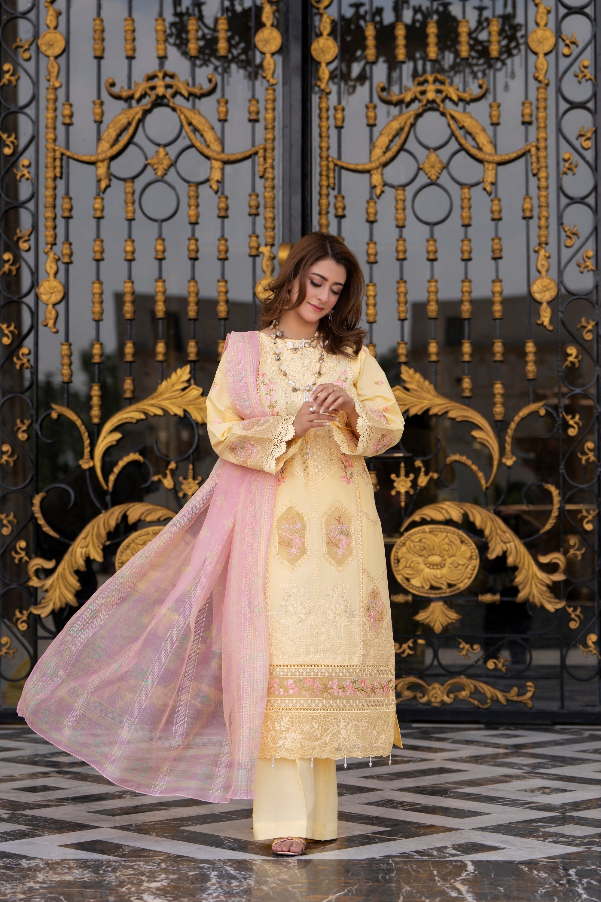 Raniya H Embroidered Cotton 3 Piece Suit RAH19