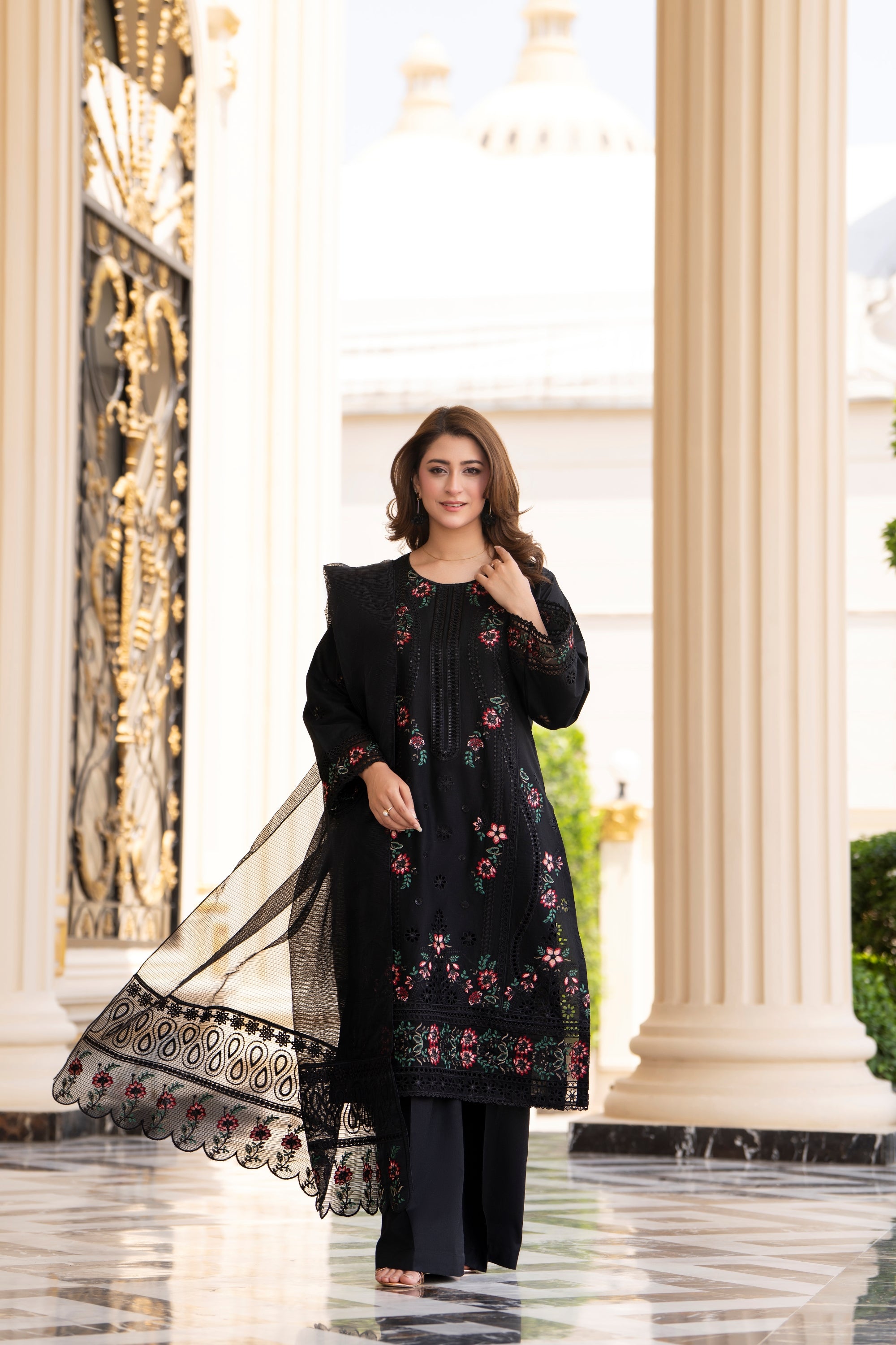 Raniya H Embroidered Cotton 3 Piece Suit RAH21