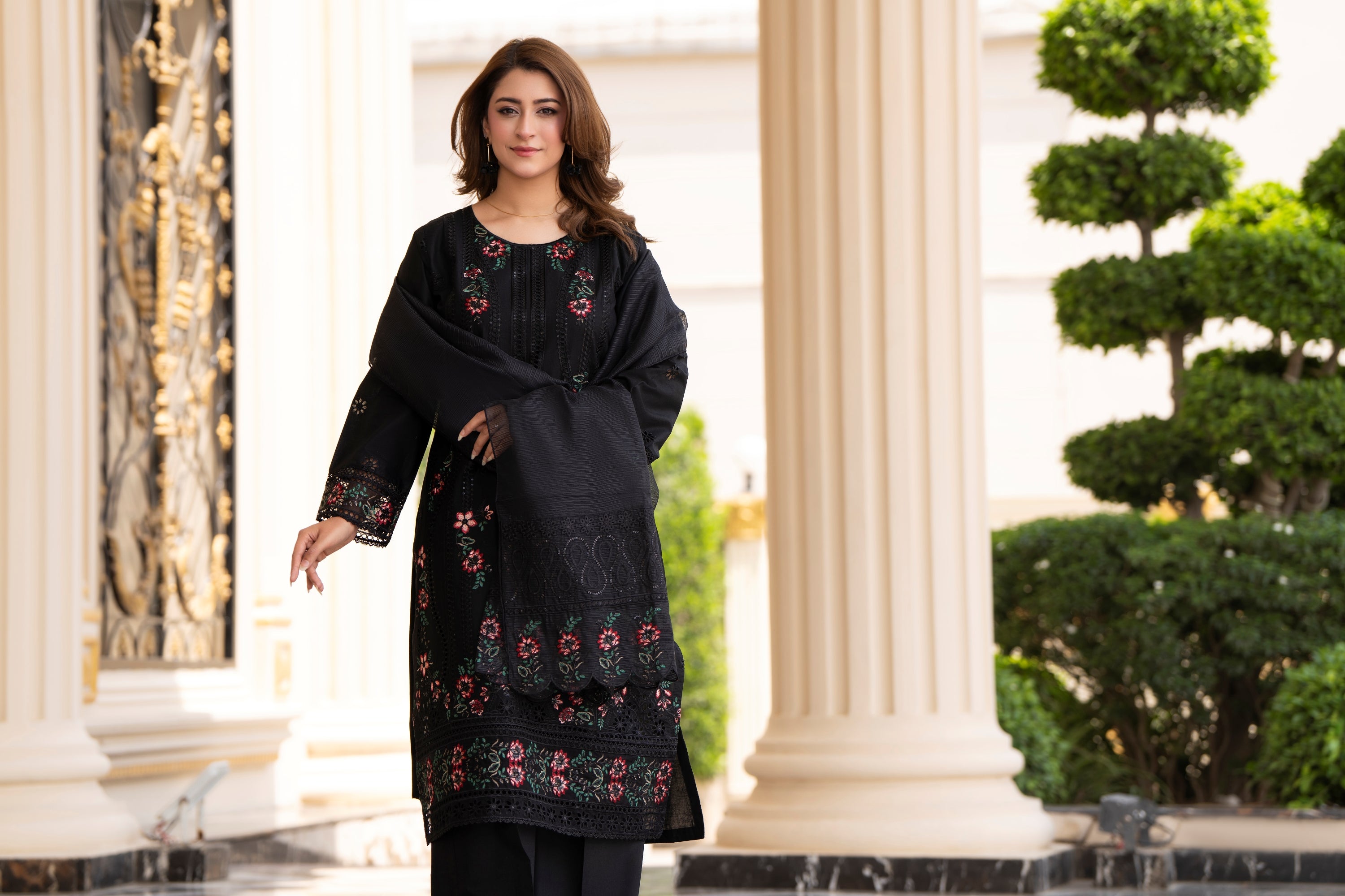 Raniya H Embroidered Cotton 3 Piece Suit RAH21