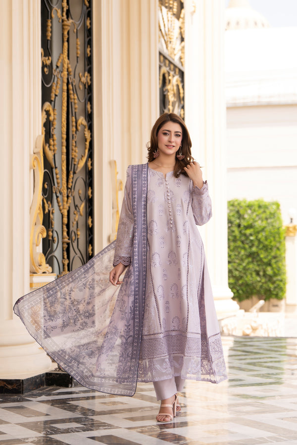 Raniya H Embroidered Cotton 3 Piece Dress RAH22
