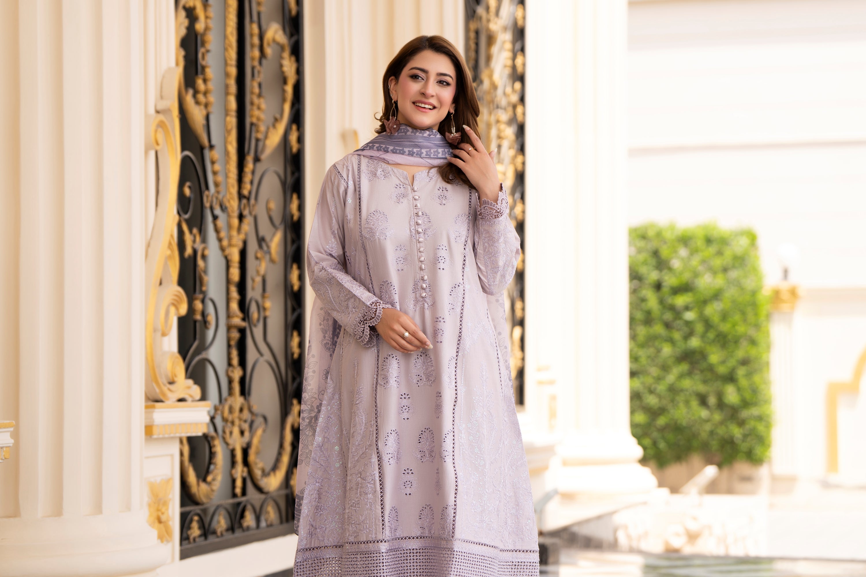 Raniya H Embroidered Cotton 3 Piece Dress RAH22