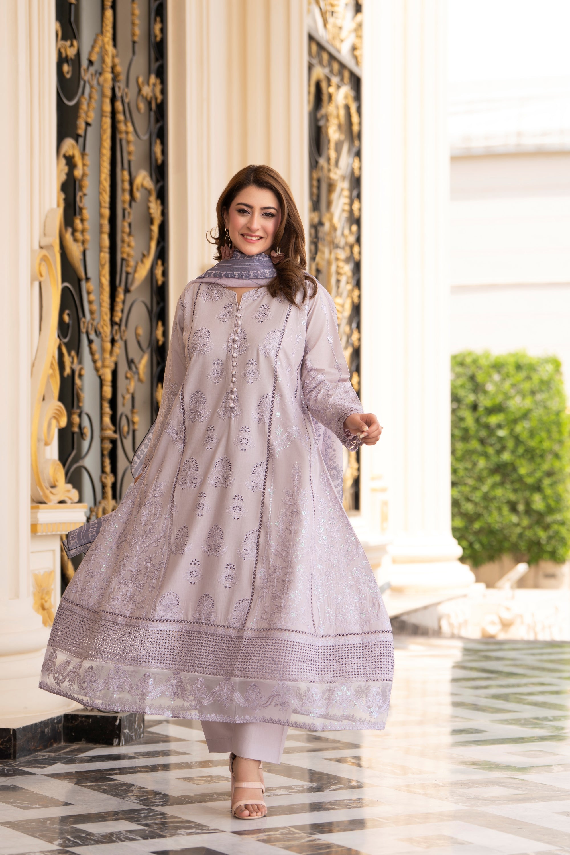 Raniya H Embroidered Cotton 3 Piece Dress RAH22