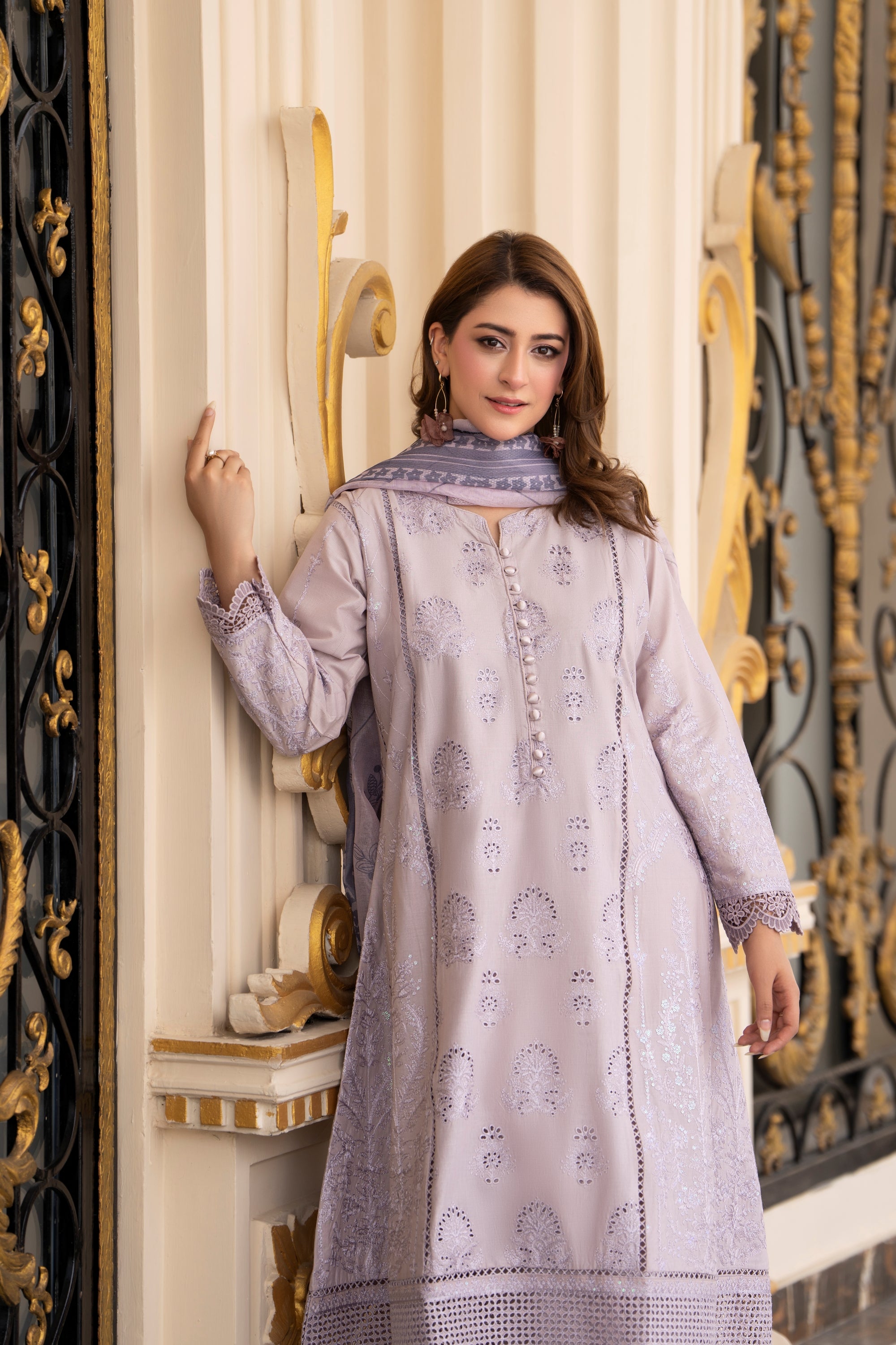 Raniya H Embroidered Cotton 3 Piece Dress RAH22