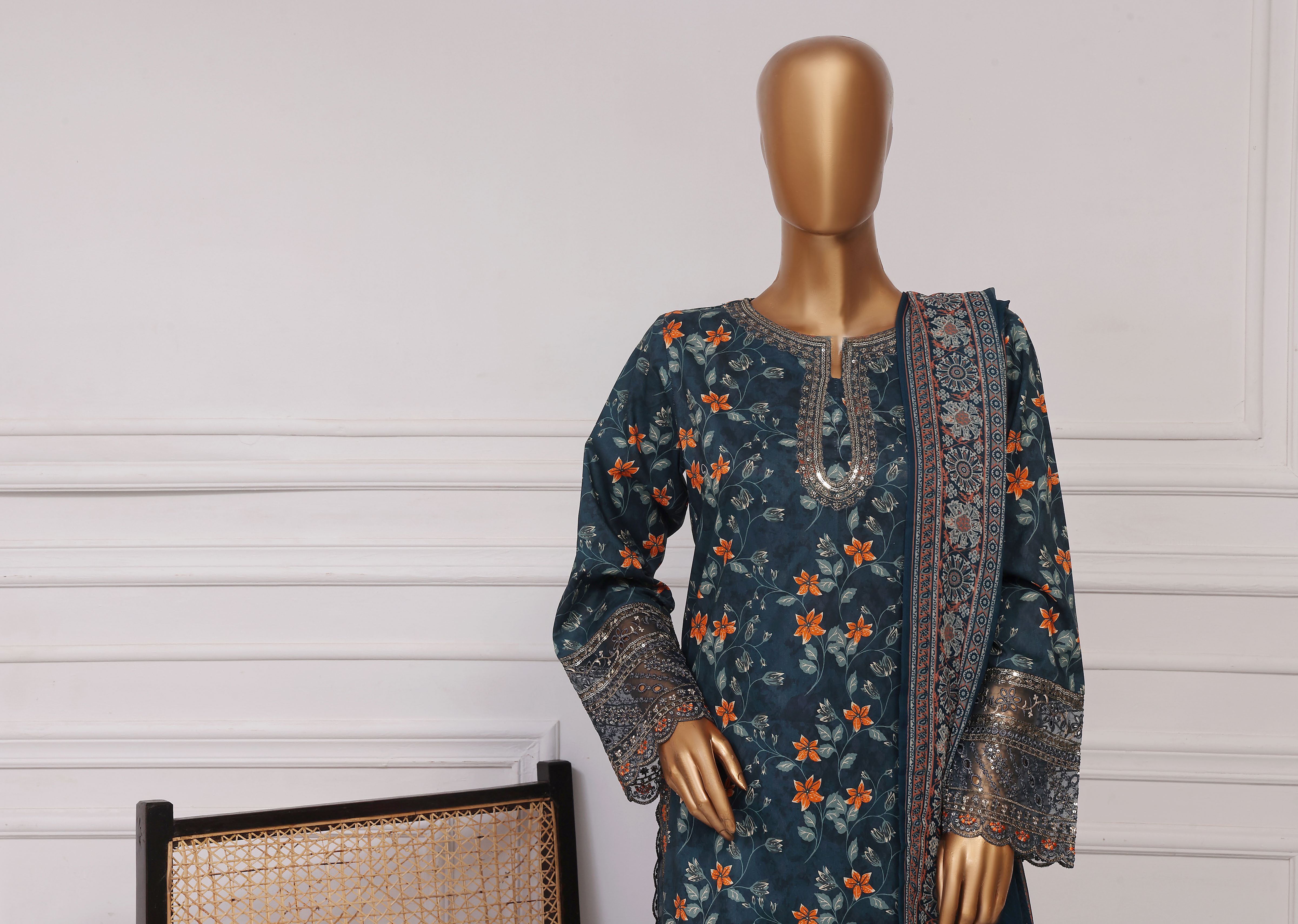 Sada Bahar Embroidered Cotton Farshi Shalwar Suit SBA198