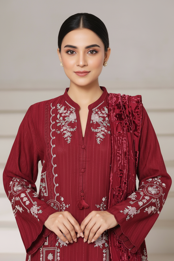 Sada Bahar Embroidered Dhanak Suit with Palachi Dupatta SBA244