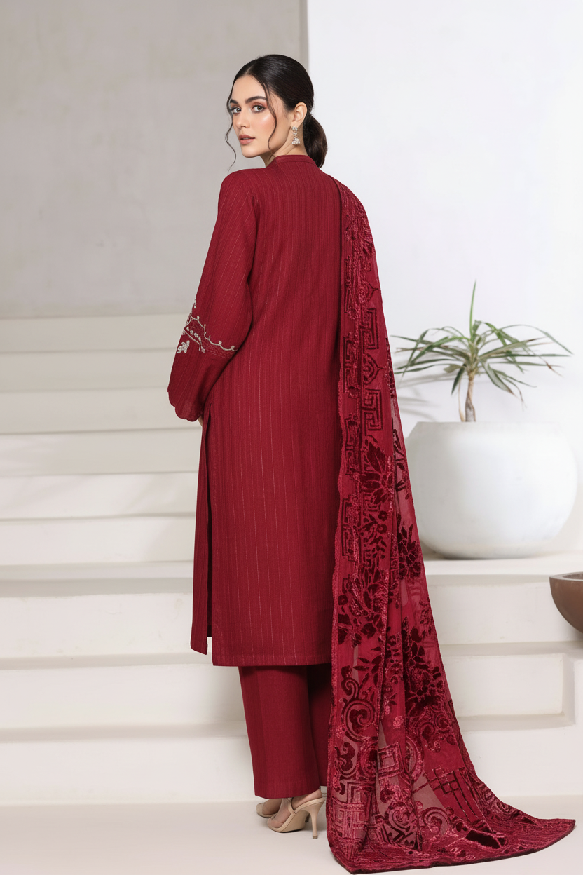 Sada Bahar Embroidered Dhanak Suit with Palachi Dupatta SBA244
