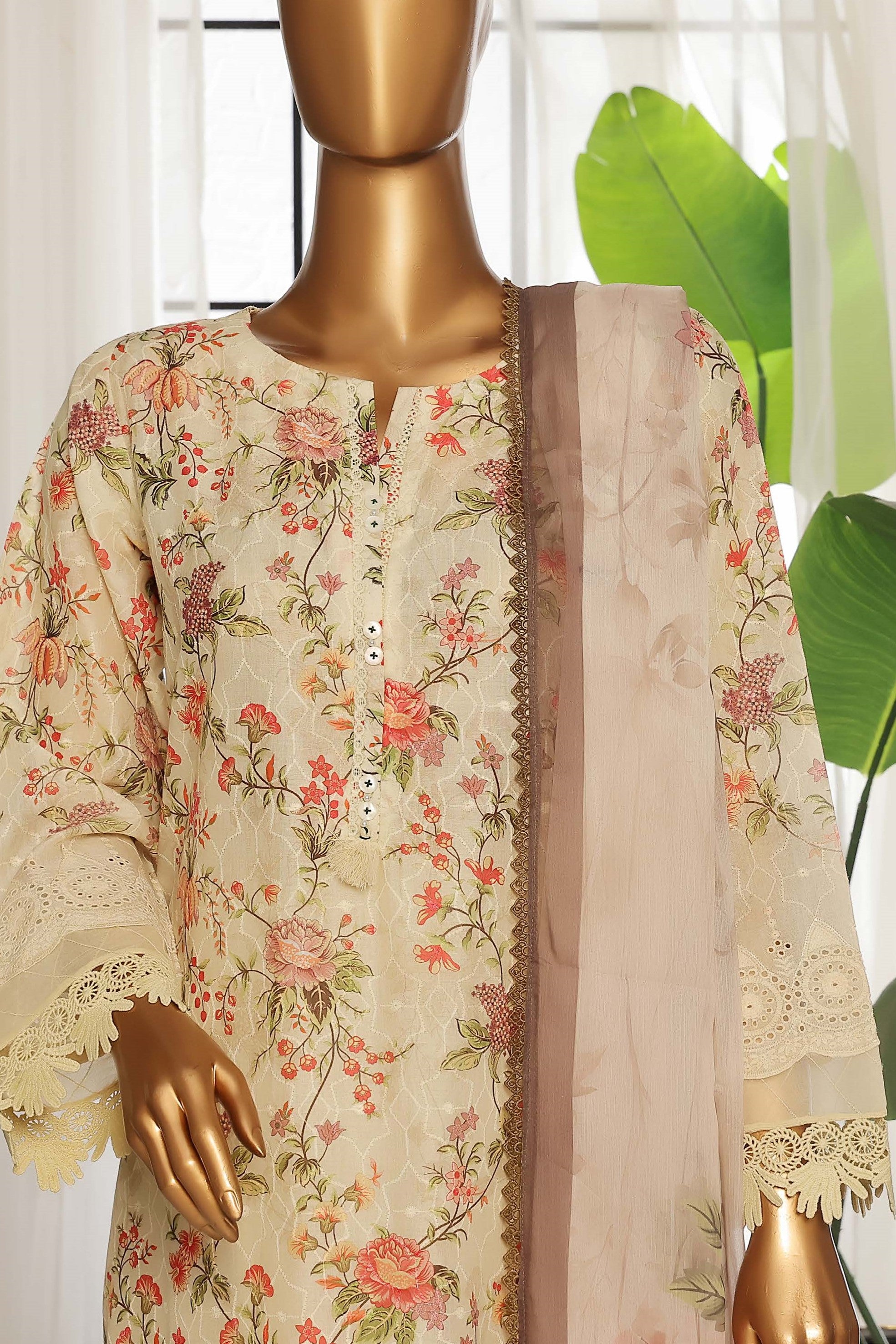 Sada Bahar Printed Embroidered Chikankari Lawn 3 Piece Suit SBA157