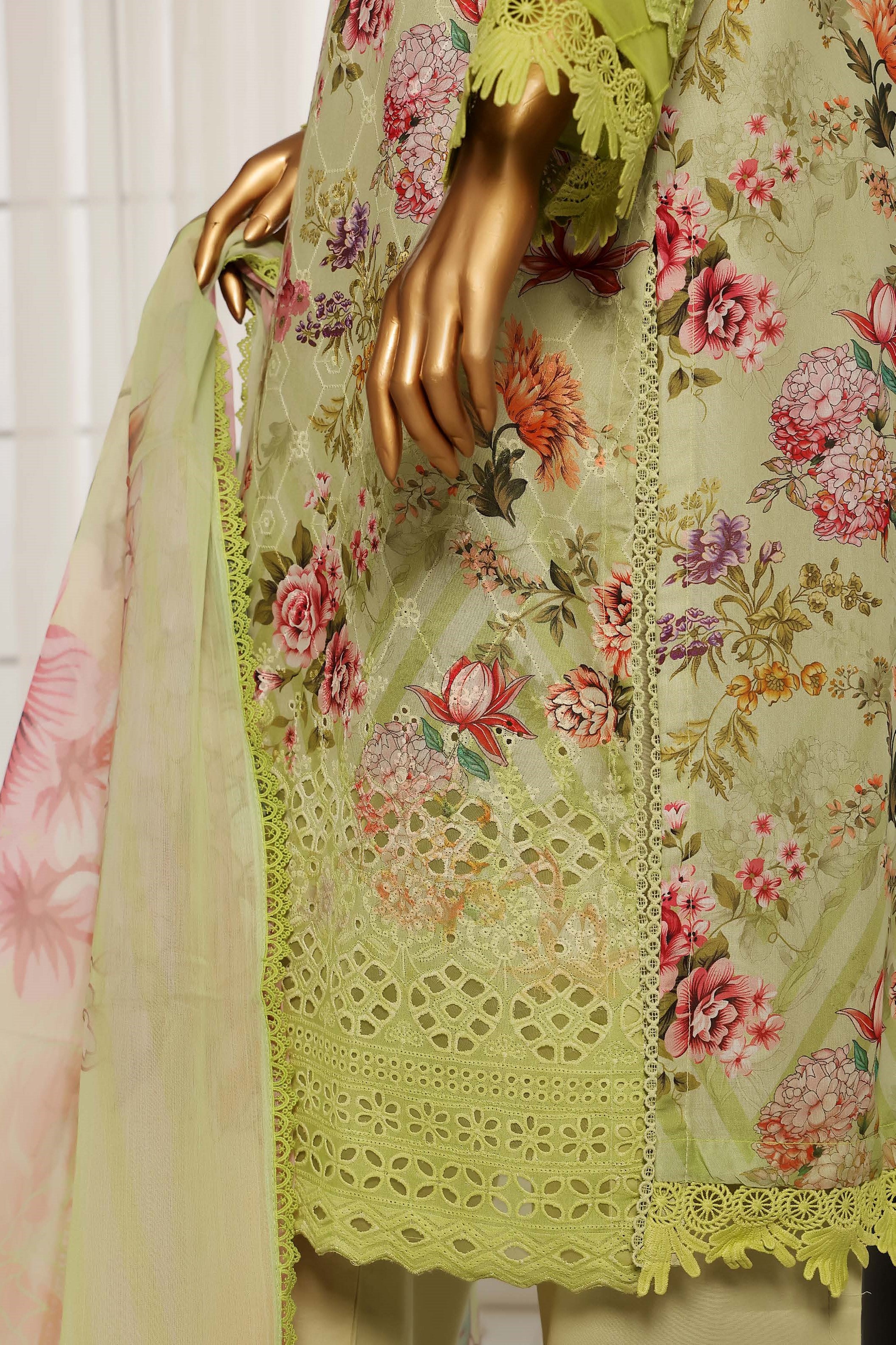 Sada Bahar Printed Embroidered Chikankari Lawn 3 Piece Suit SBA154