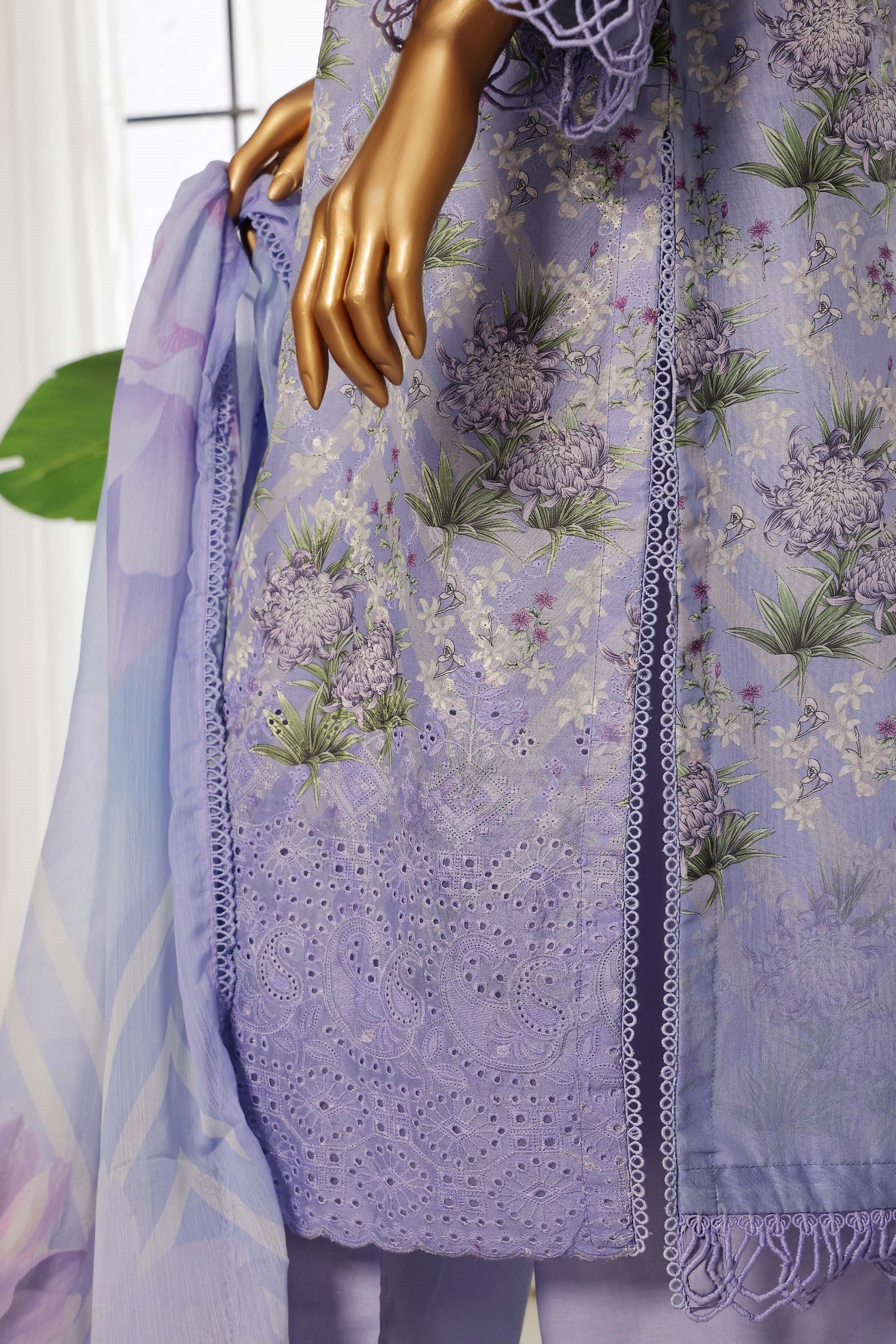 Sada Bahar Printed Embroidered Chikankari Lawn 3 Piece Suit SBA155