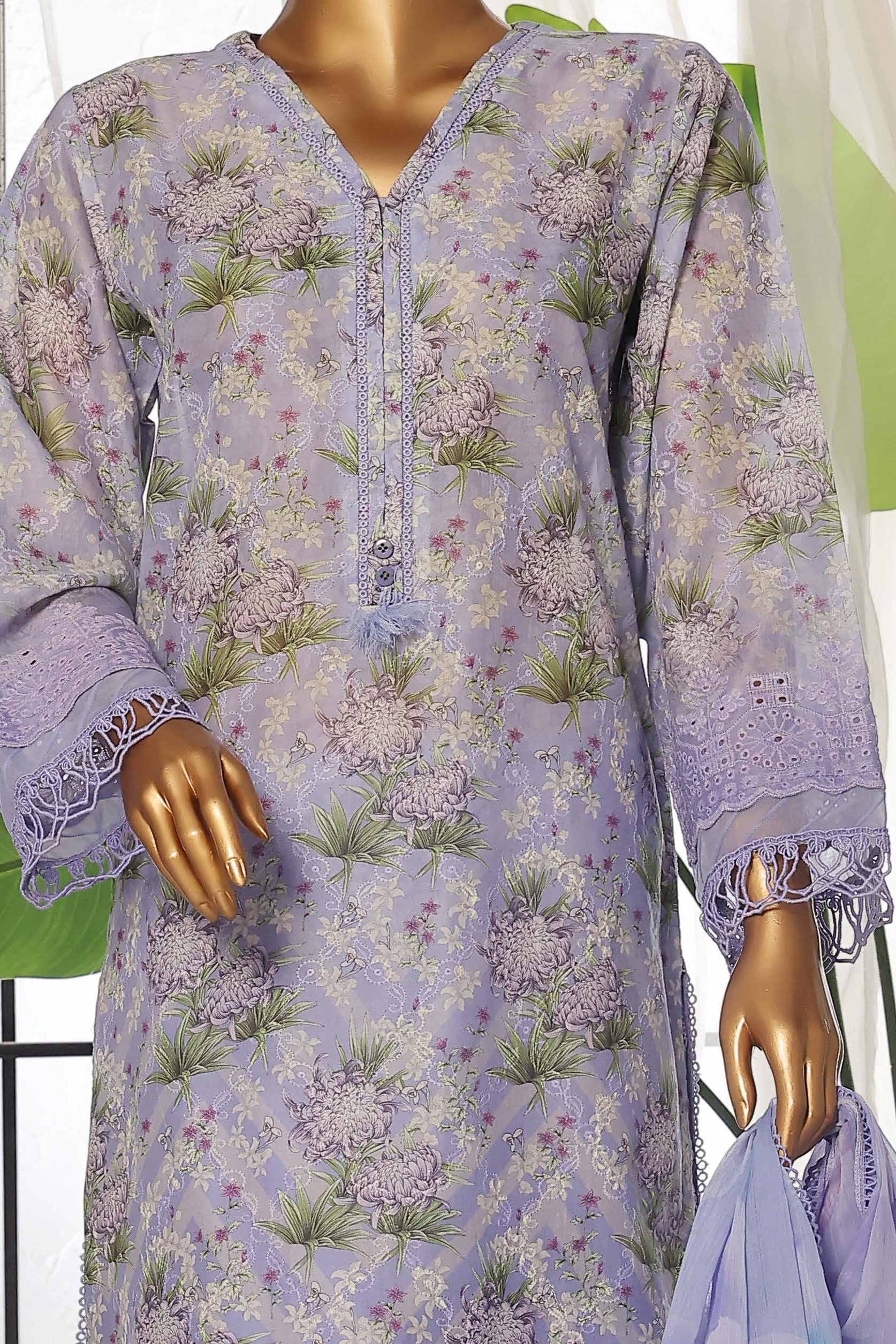 Sada Bahar Printed Embroidered Chikankari Lawn 3 Piece Suit SBA155