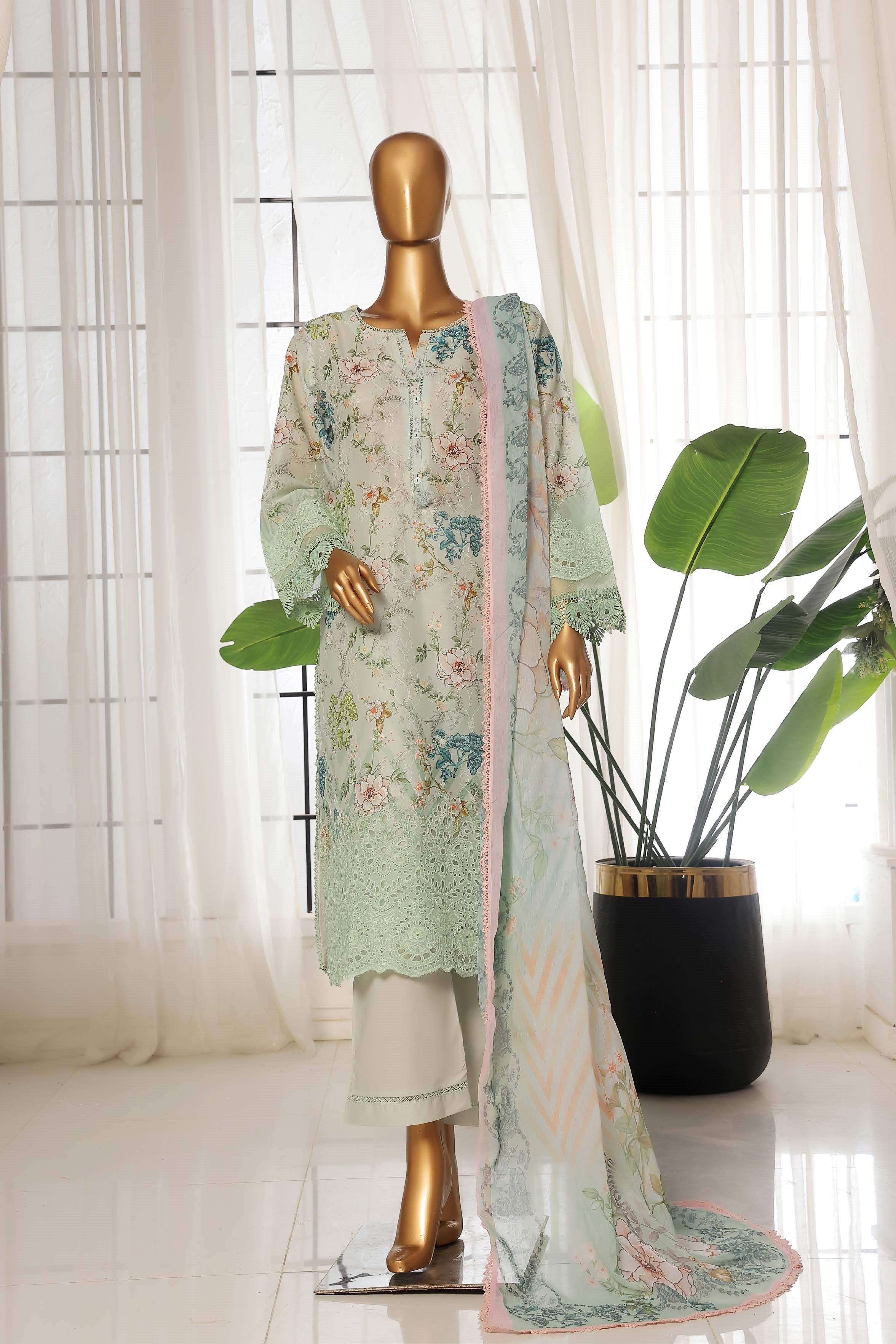 Sada Bahar Printed Embroidered Chikankari Lawn 3 Piece Suit SBA156