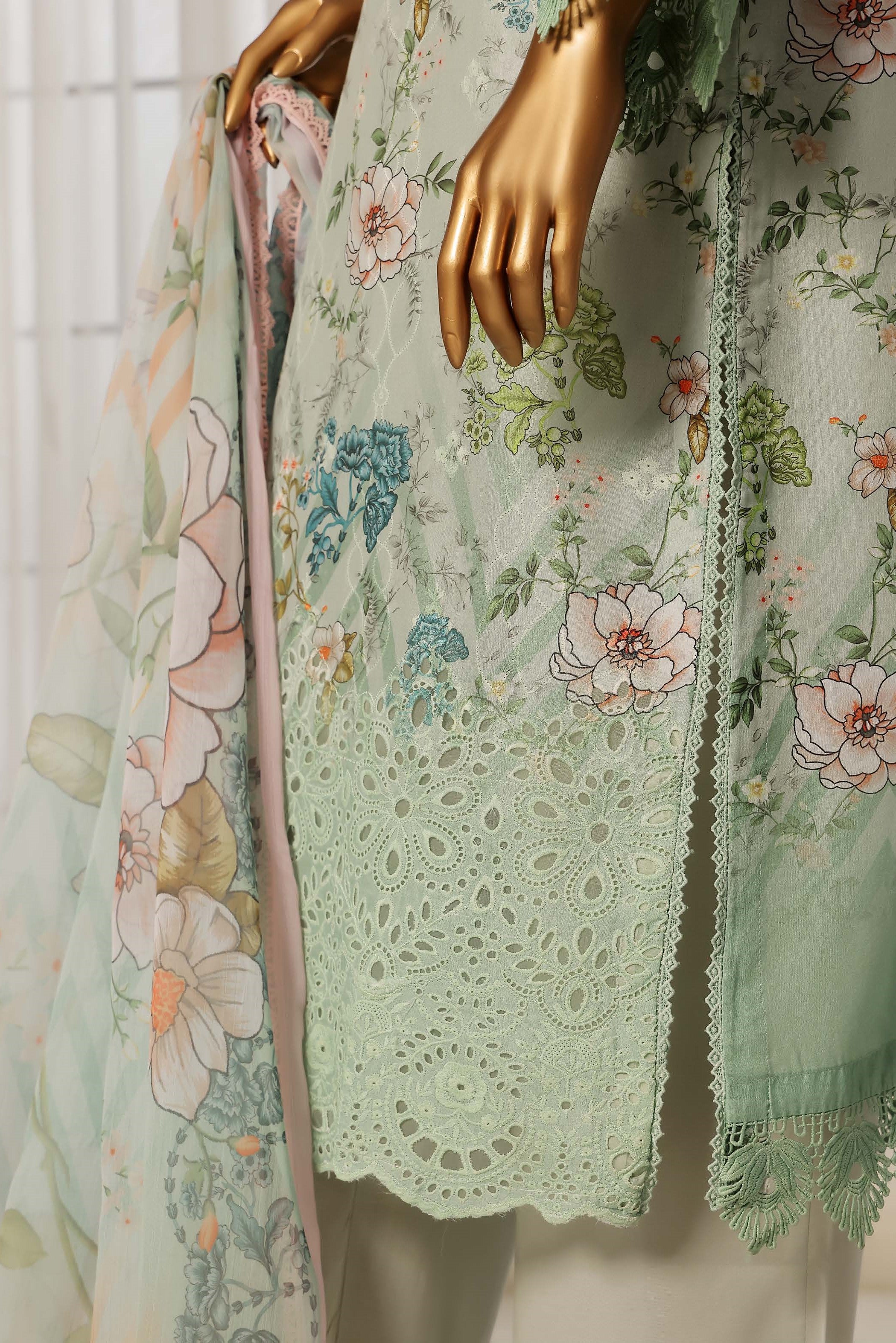 Sada Bahar Printed Embroidered Chikankari Lawn 3 Piece Suit SBA156