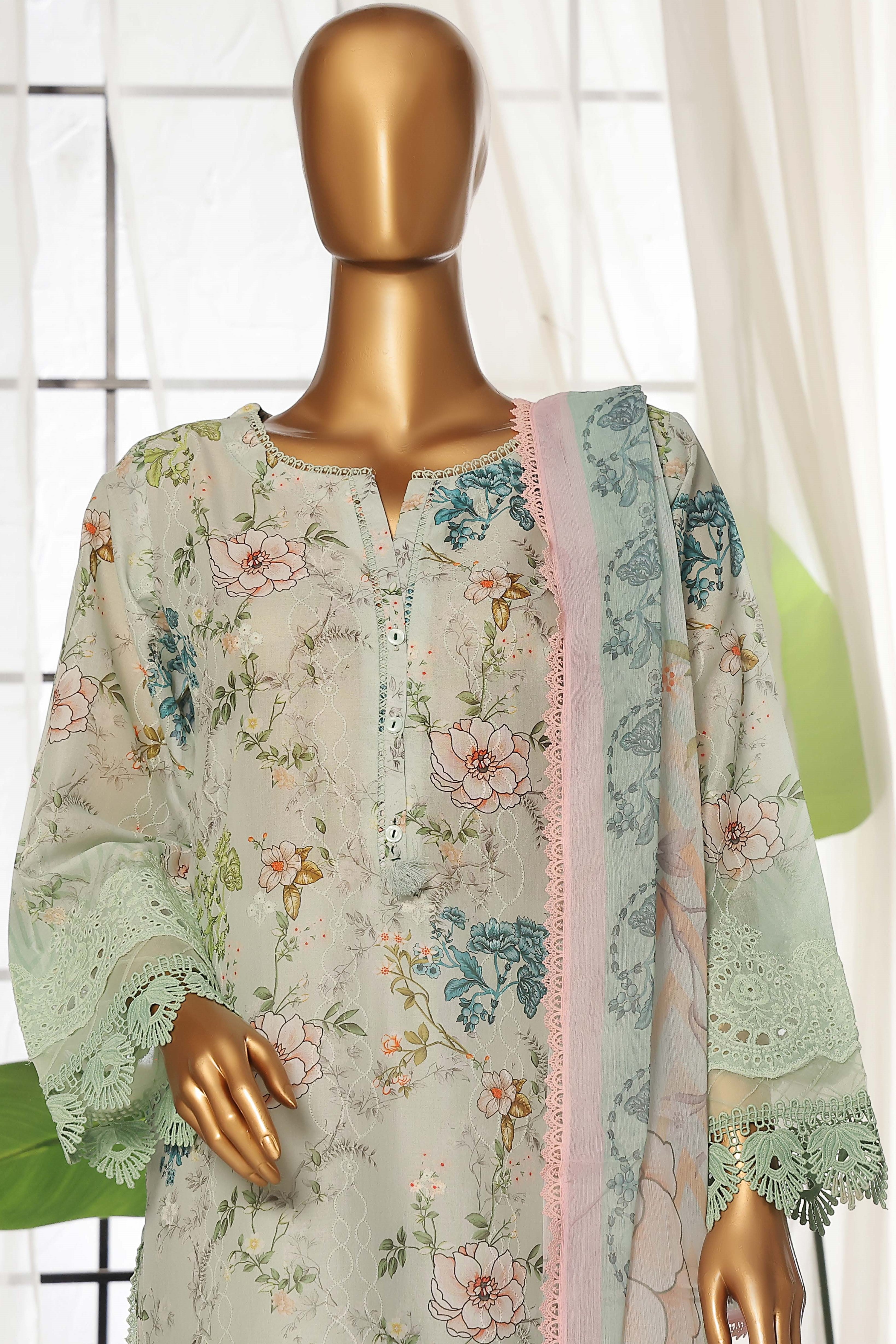 Sada Bahar Printed Embroidered Chikankari Lawn 3 Piece Suit SBA156