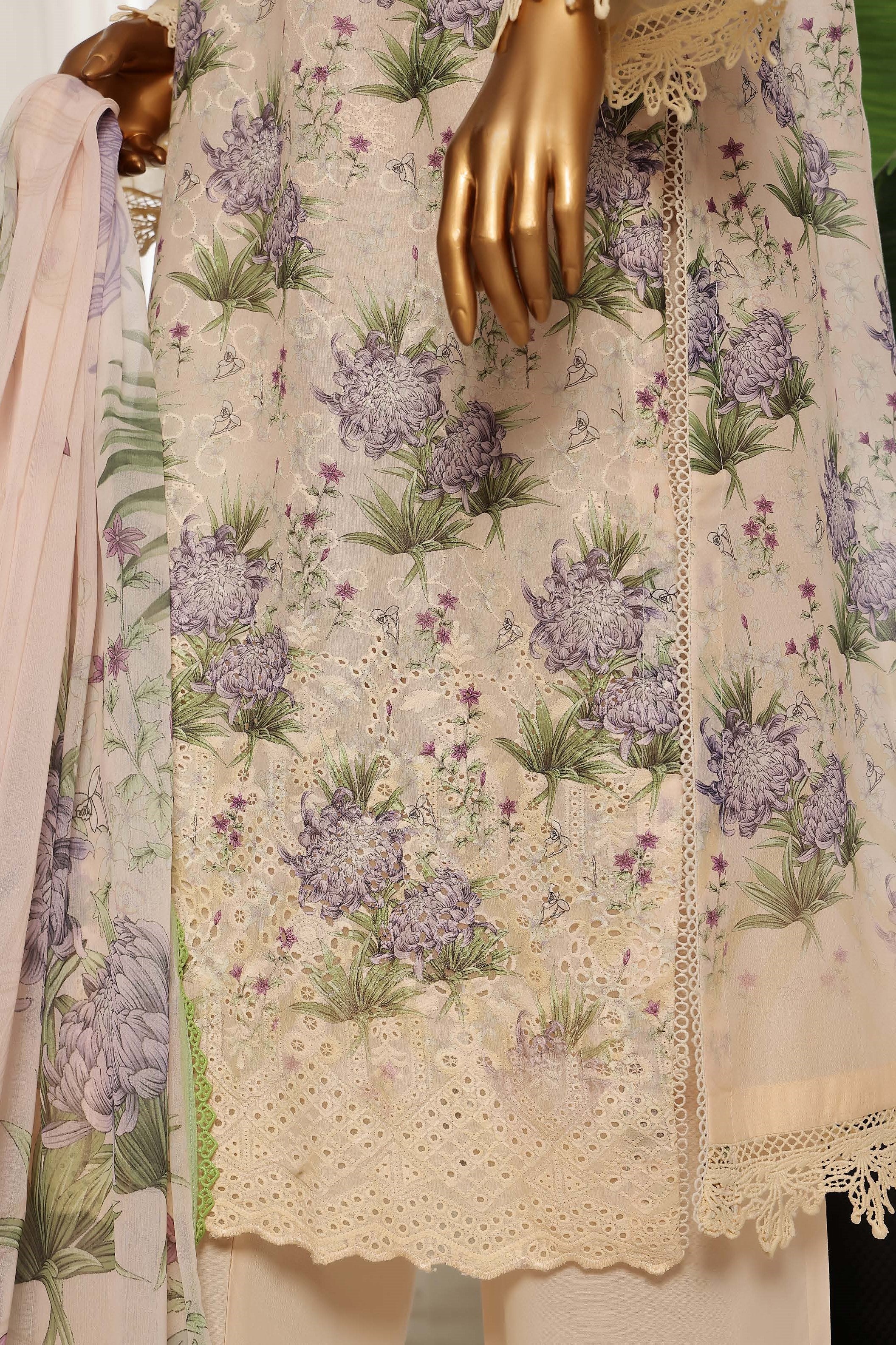 Sada Bahar Printed Embroidered Chikankari Lawn 3 Piece Suit SBA158