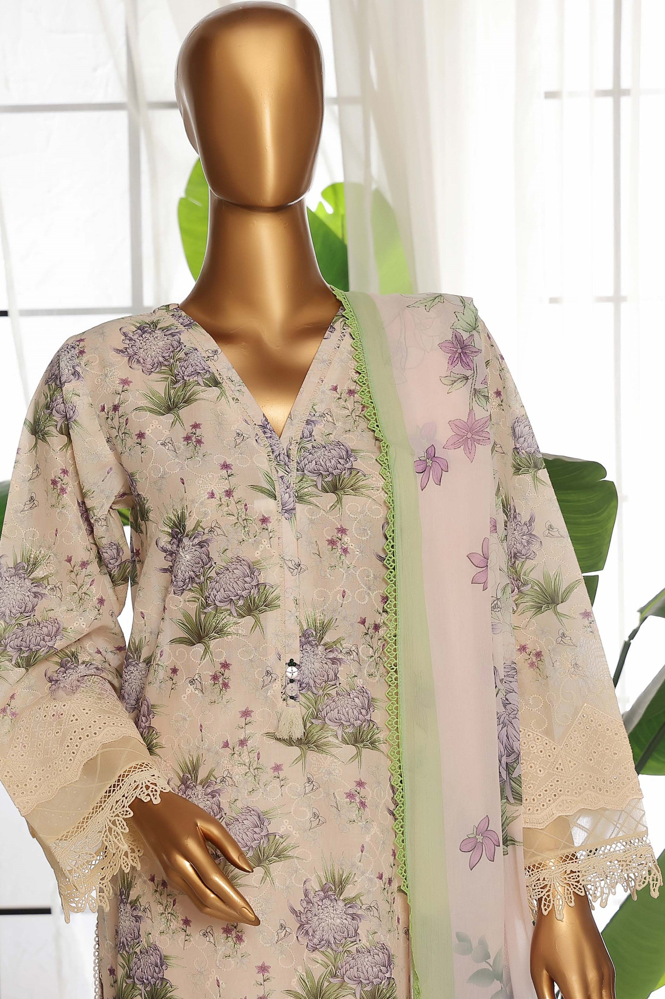 Sada Bahar Printed Embroidered Chikankari Lawn 3 Piece Suit SBA158