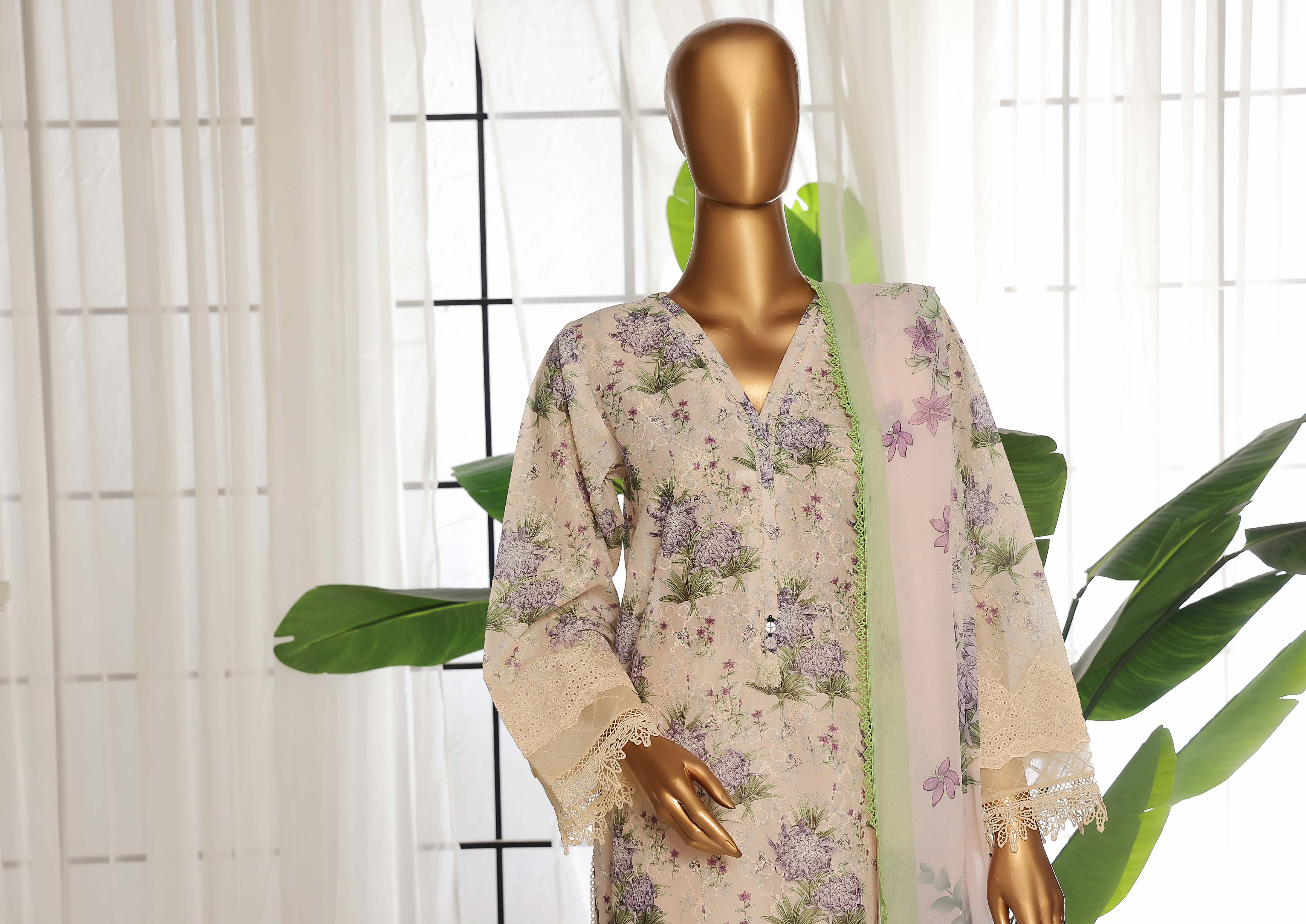 Sada Bahar Printed Embroidered Chikankari Lawn 3 Piece Suit SBA158