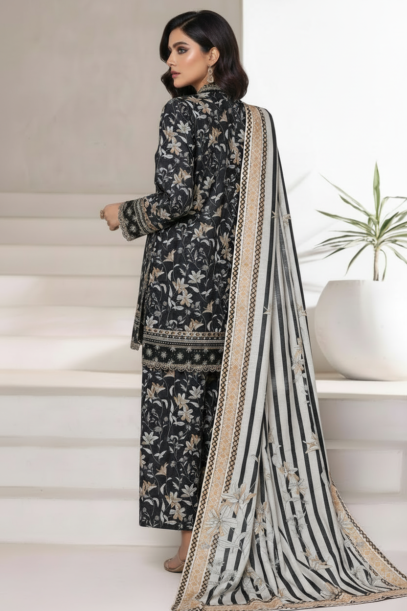 Sada Bahar Emboidered Khaddar Short Shirt Palazzo Suit SBA219