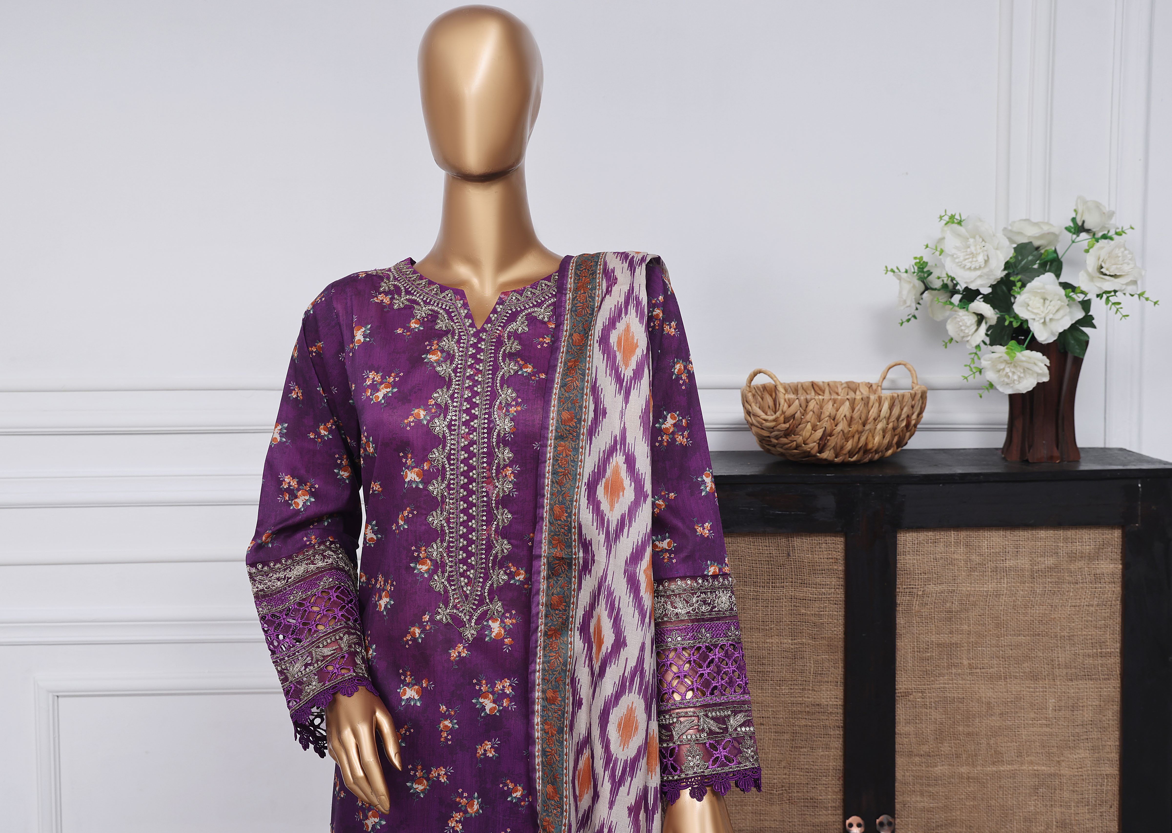 Sada Bahar Embroidered Lawn Short Shirt Palazzo Suit SBA164