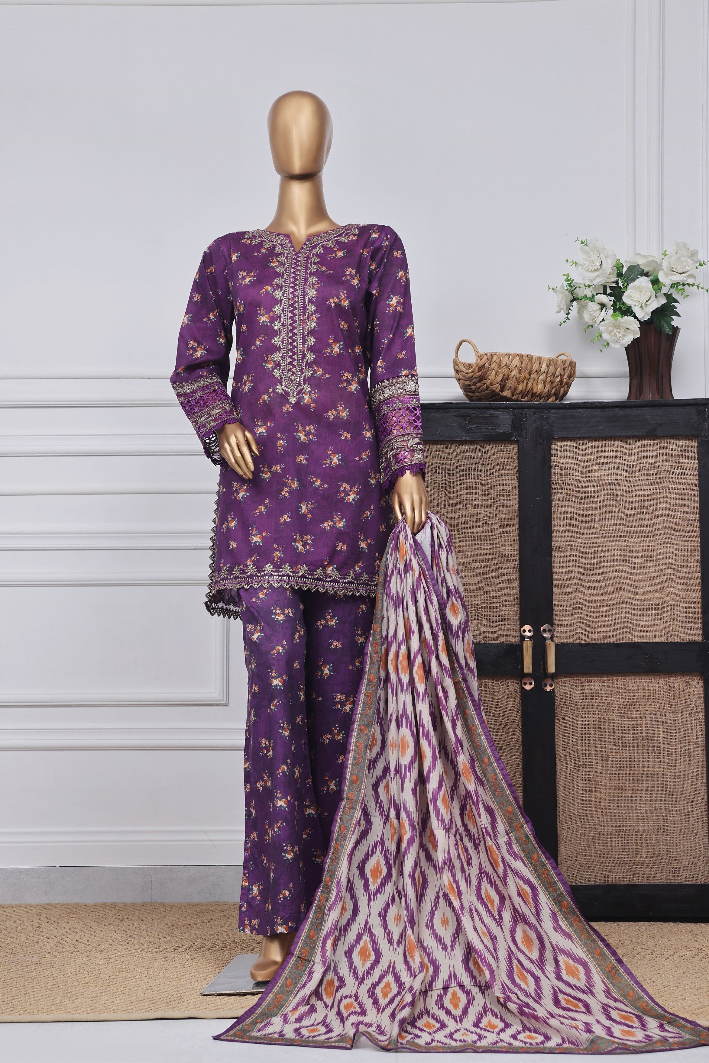 Sada Bahar Embroidered Lawn Short Shirt Palazzo Suit SBA164