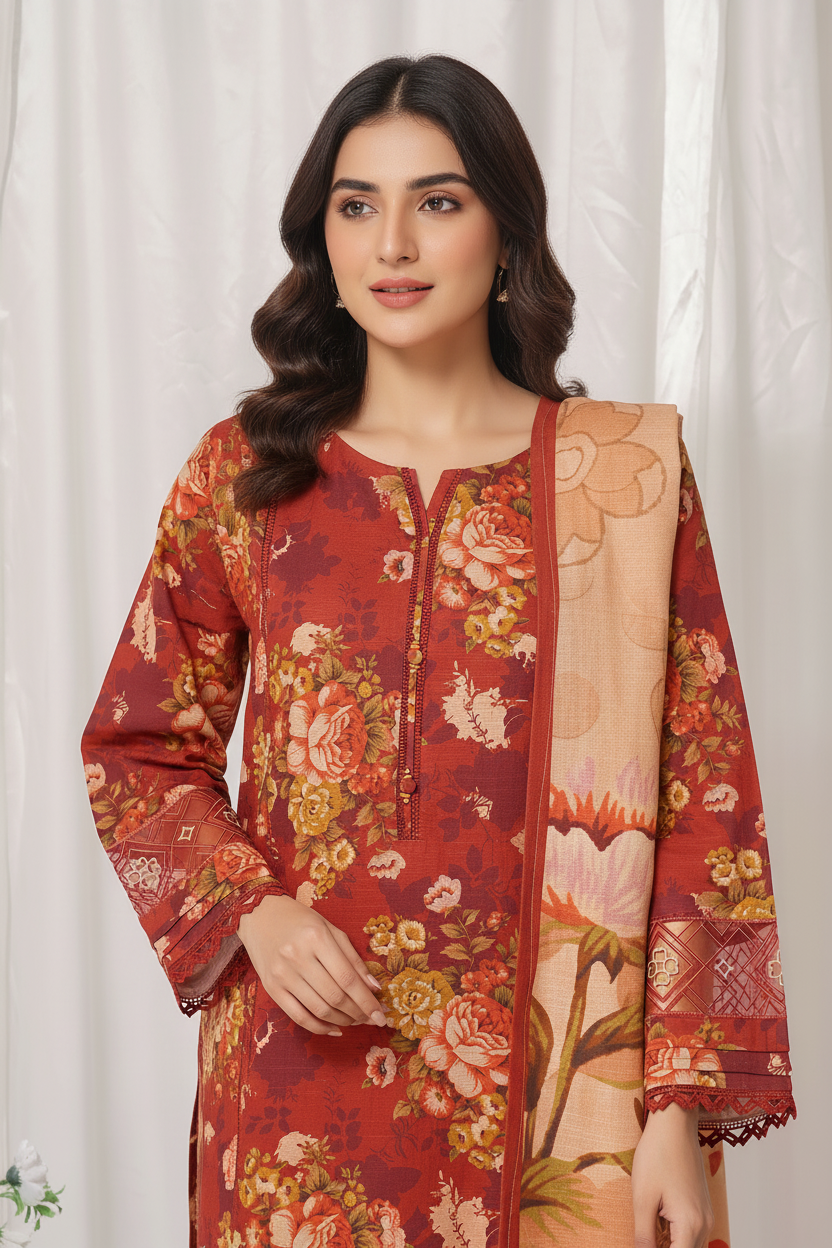 Sada Bahar Embroidered Khaddar 3 Piece Suit SBA148