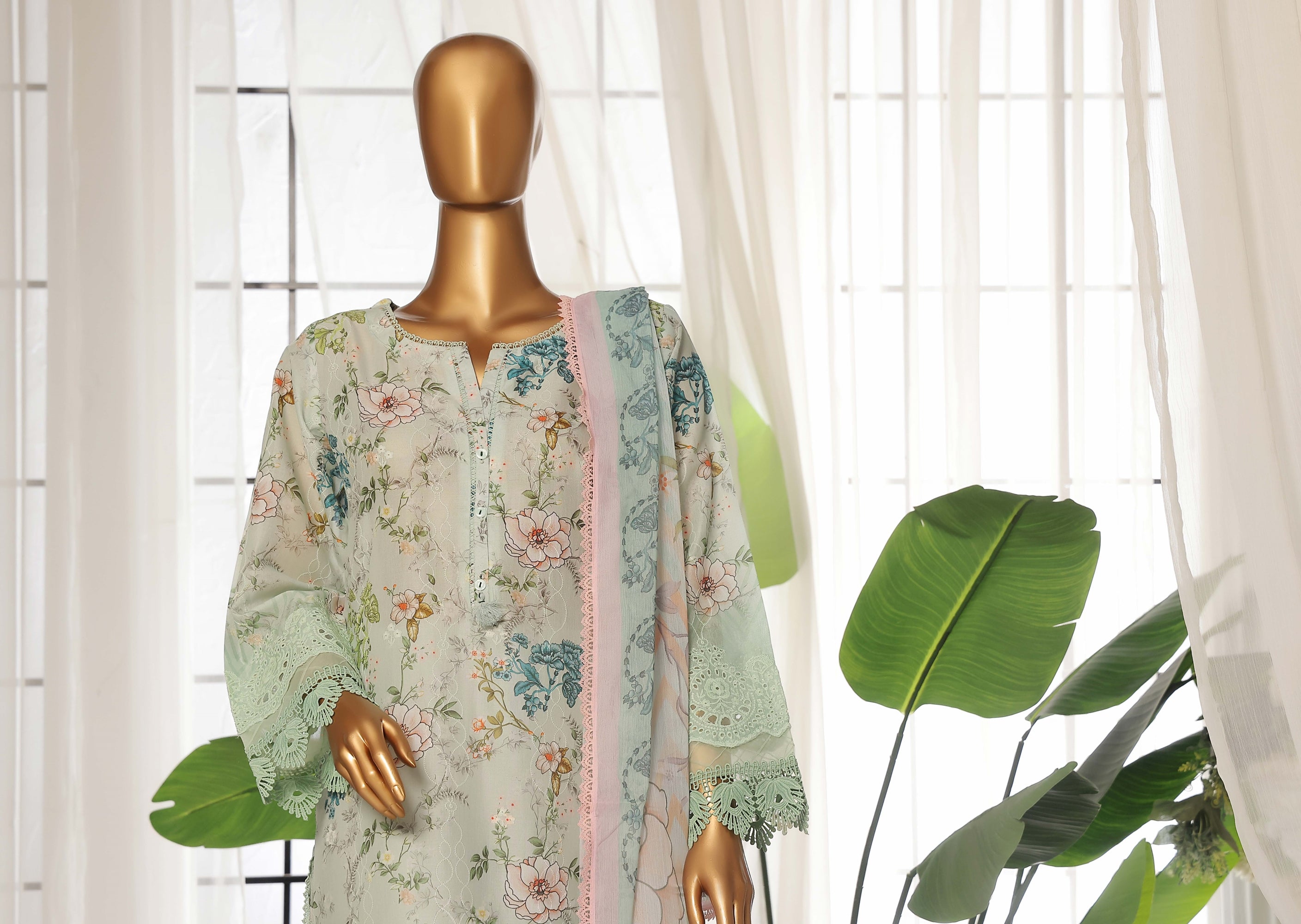 Sada Bahar Printed Embroidered Chikankari Lawn 3 Piece Suit SBA156