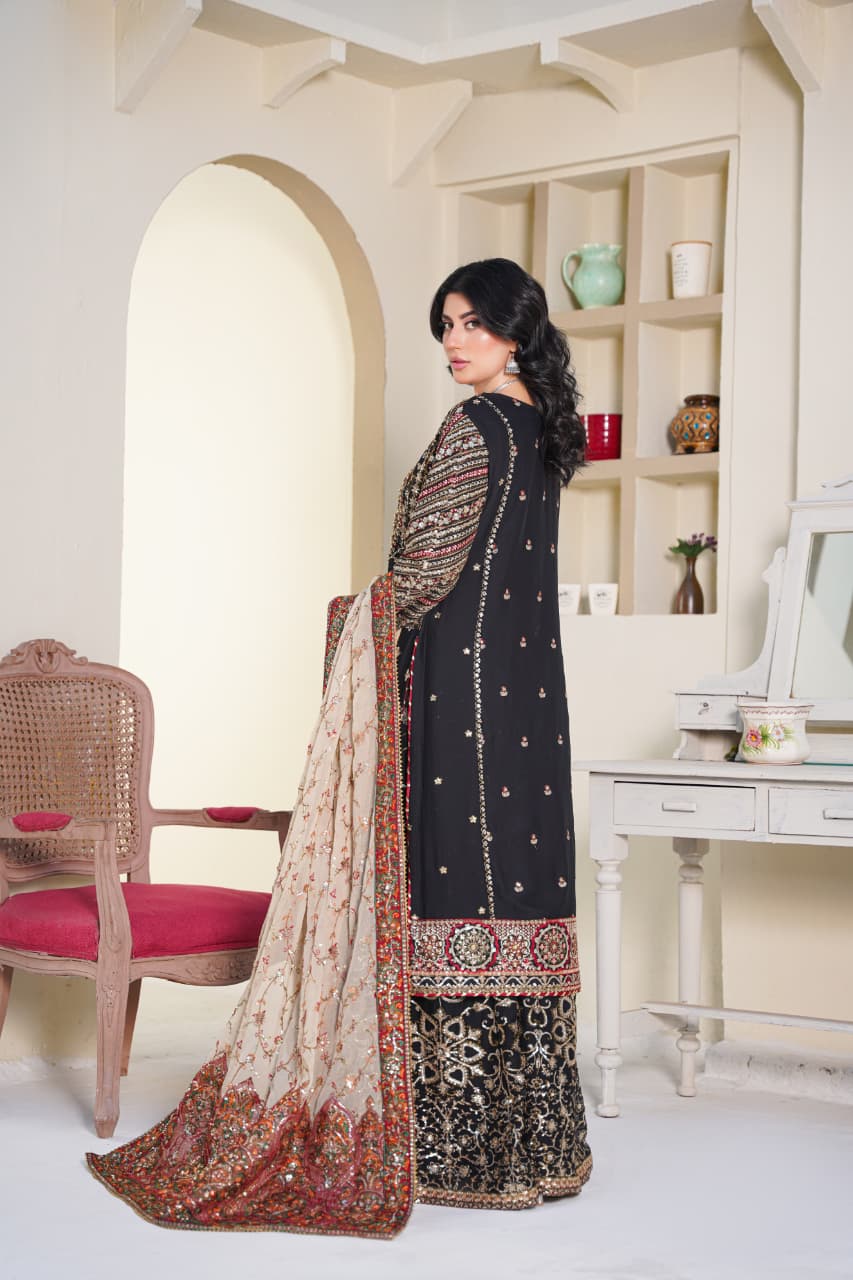 Sajni Embellished Chiffon Wedding Wear Sharara SAJ21