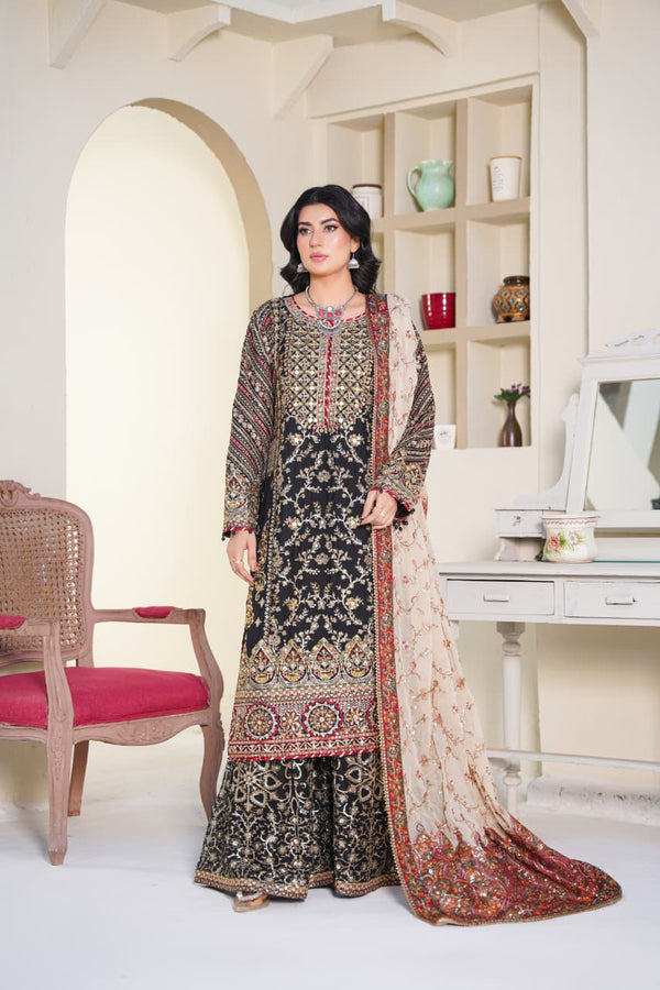 Sajni Embellished Chiffon Wedding Wear Sharara SAJ21