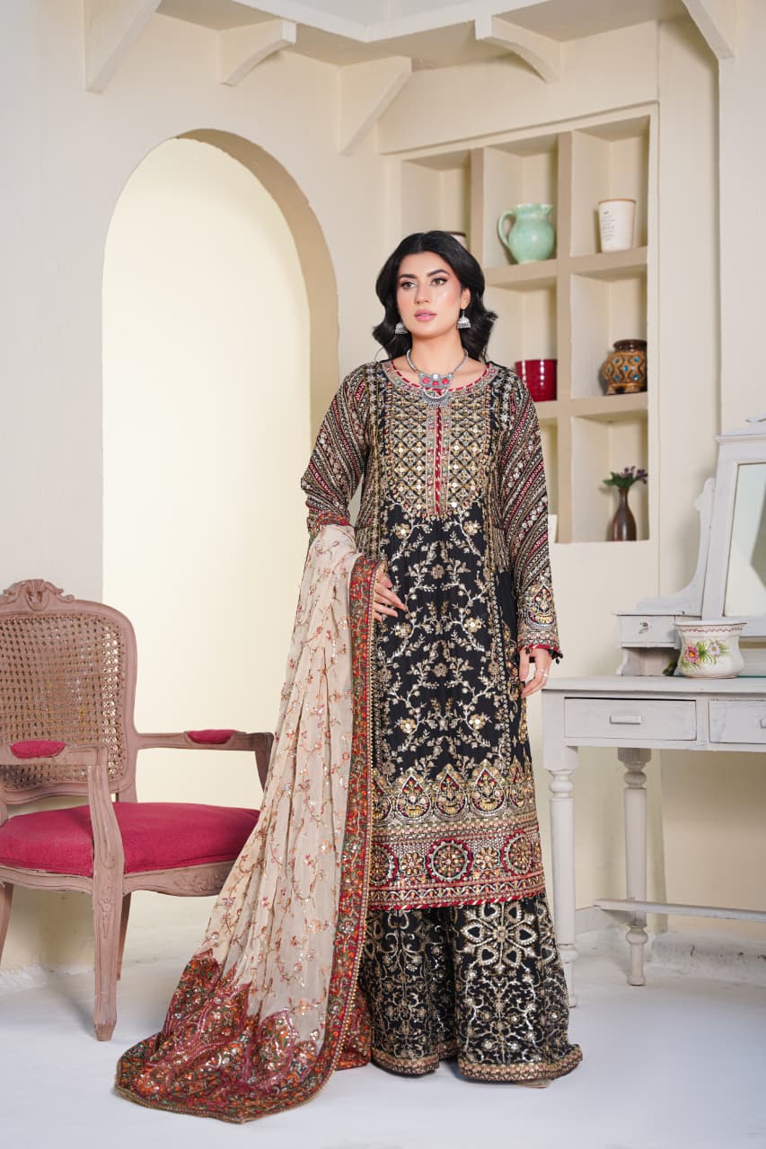 Sajni Embellished Chiffon Wedding Wear Sharara SAJ21
